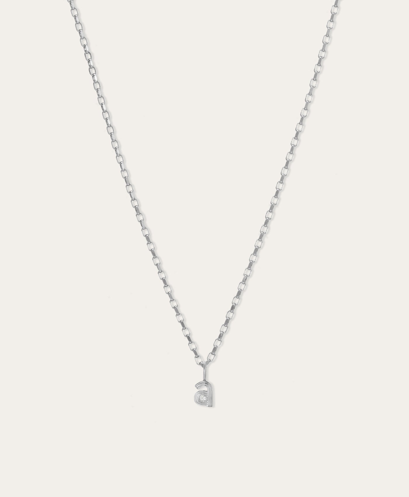 Groovy Diamond Initial Mini Charm Necklace on Italian Chain in Sterling Silver