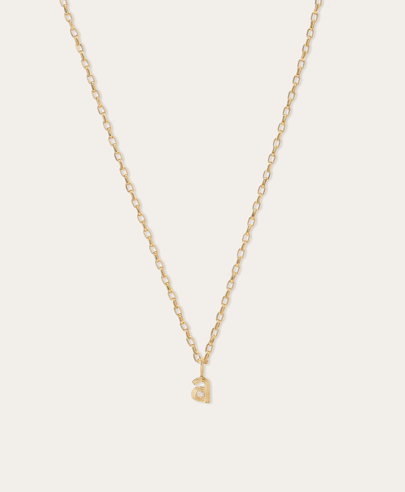 Groovy Diamond Initial Mini Charm Necklace on Italian Chain