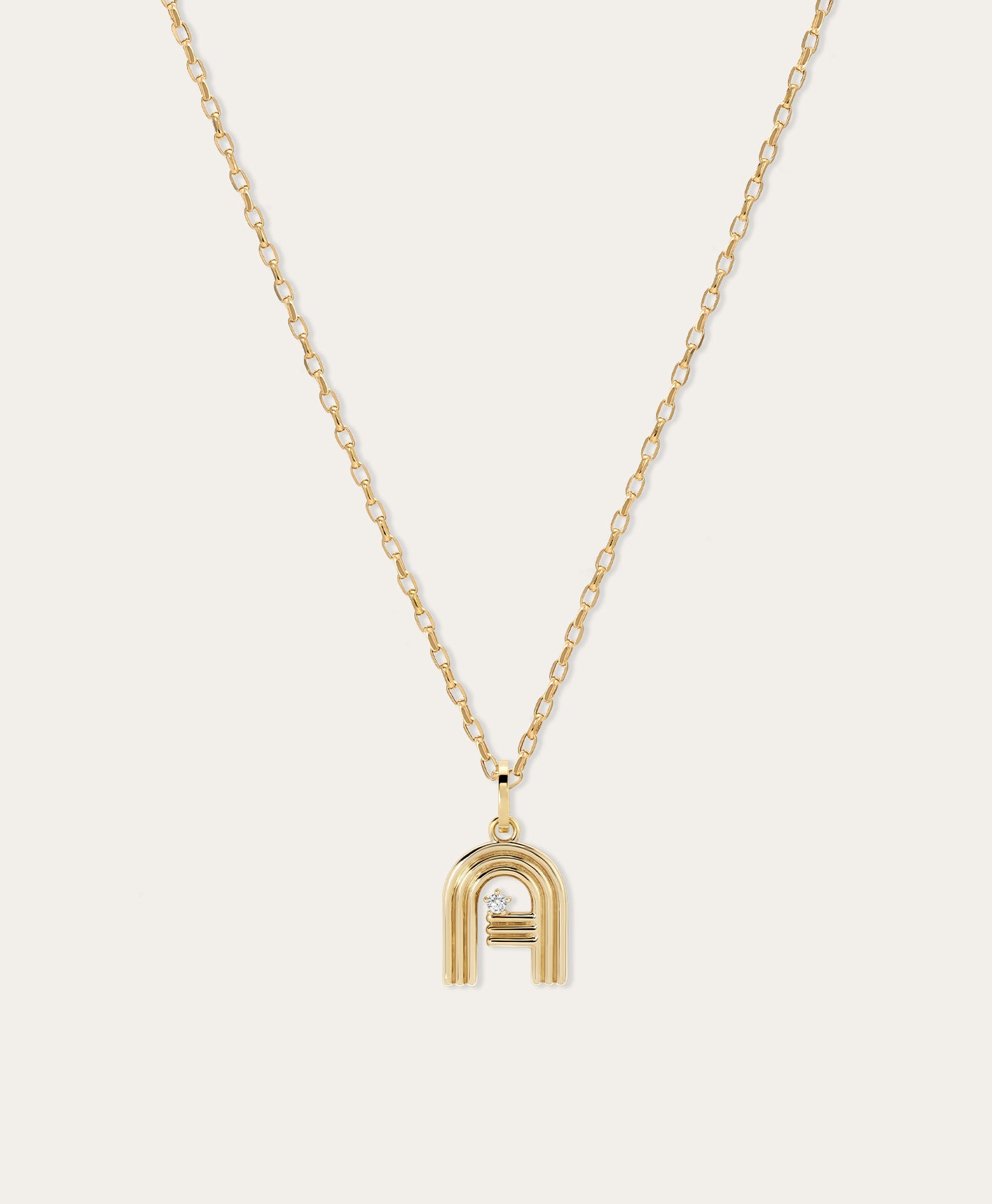 Groovy Diamond Initial Necklace on 2mm Italian Chain