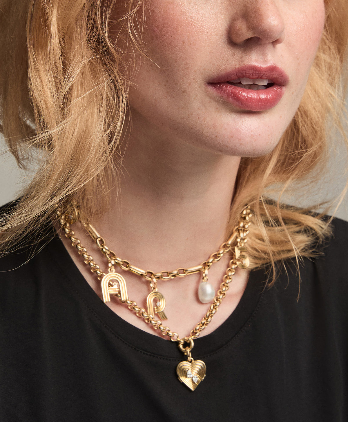 Groovy Diamond Initial + Pear Charm Necklace