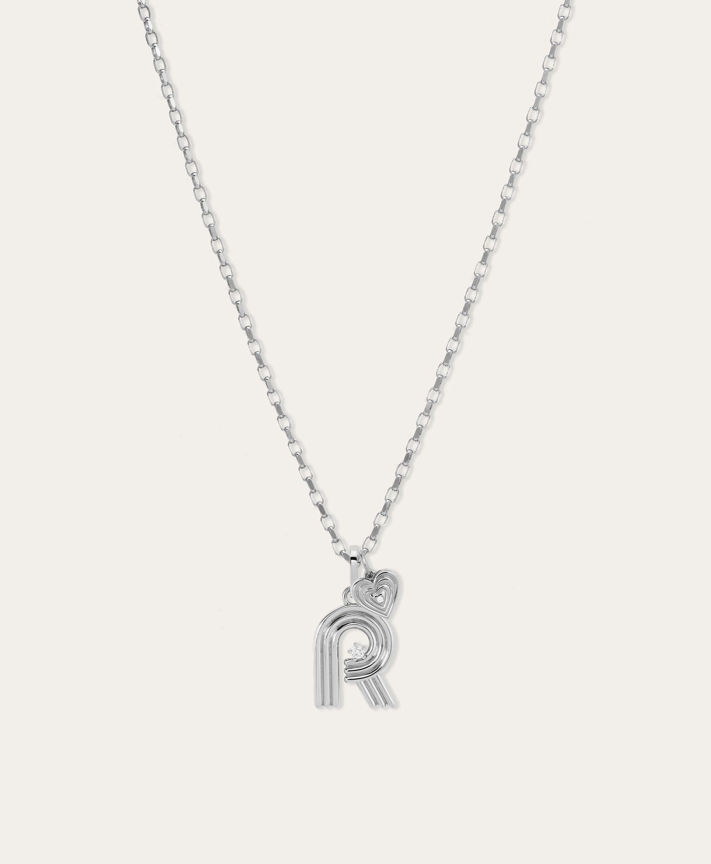 Groovy Diamond Love Charm Necklace in Sterling Silver