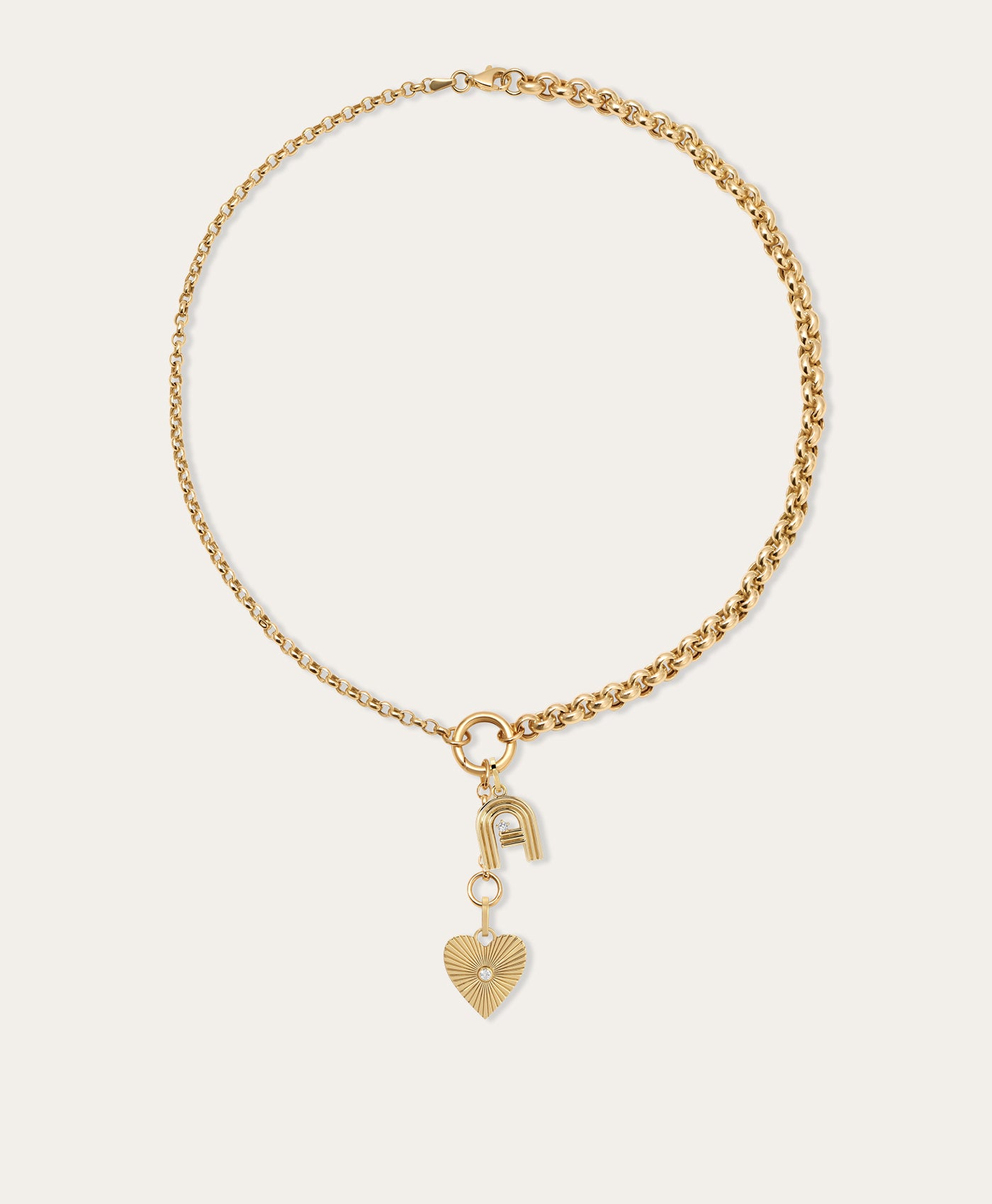 Groovy Diamond Love Rays Initial Charm Necklace