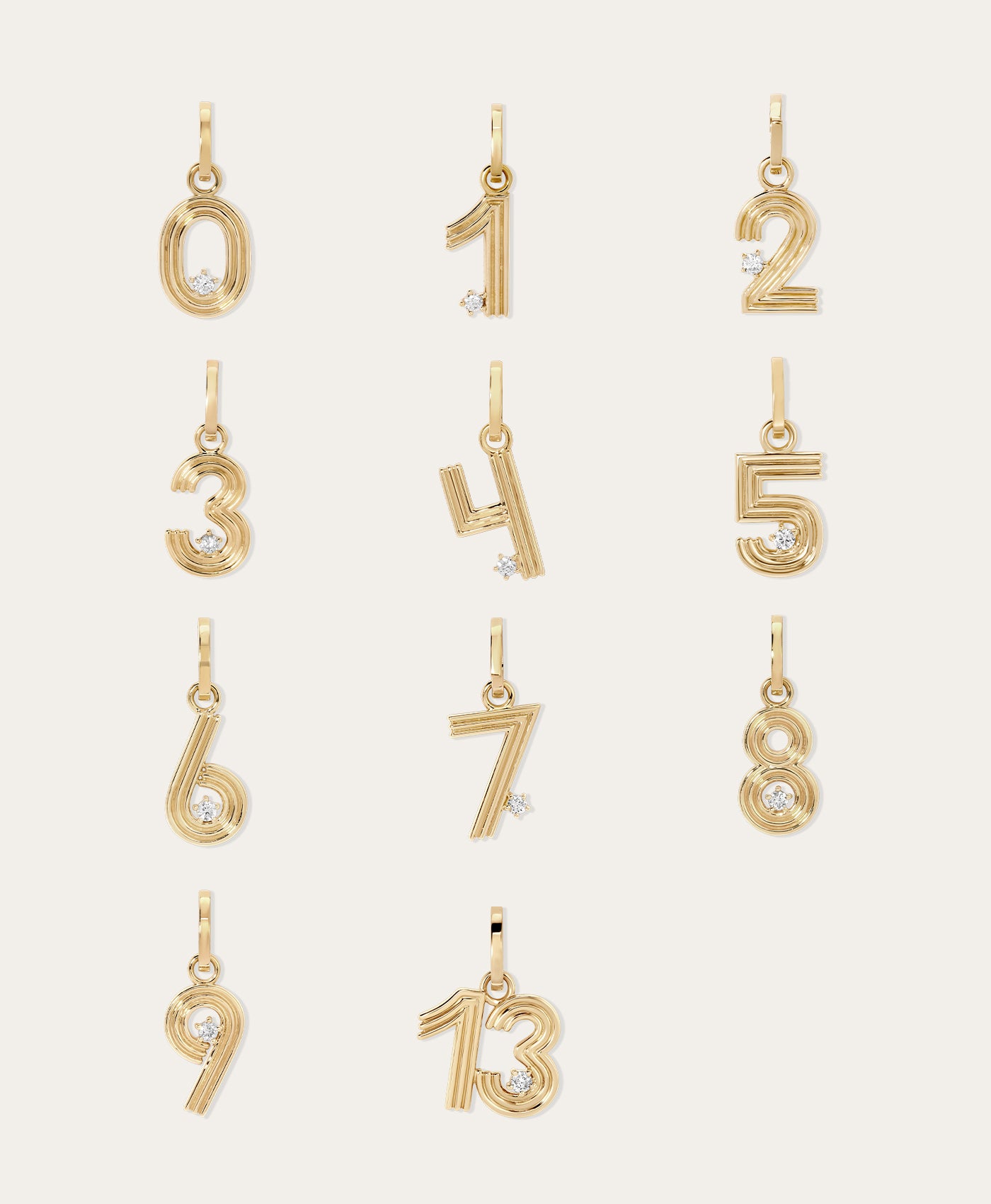 Groovy Diamond Number Hinged Charm