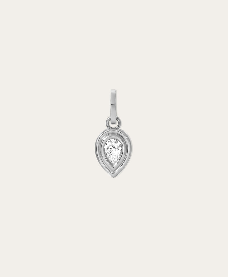 Groovy Diamond Pear Hinged Charm in Sterling Silver - Lab Grown