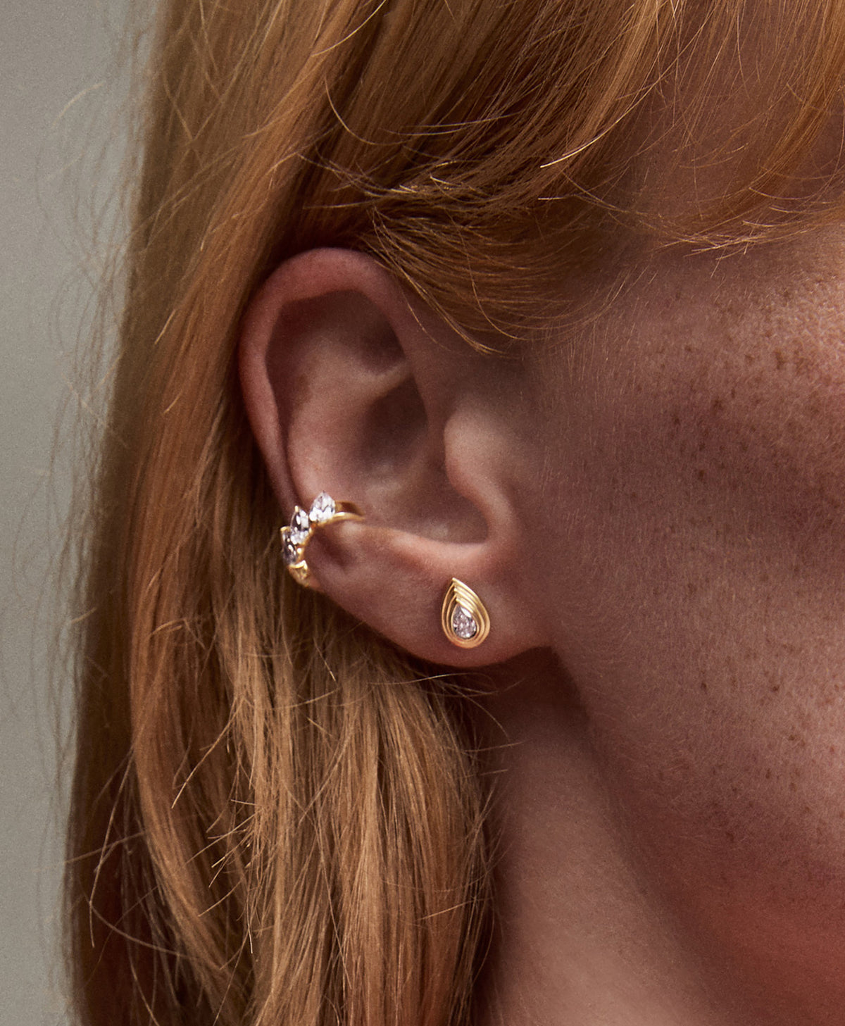 Groovy Diamond Pear Stud Earrings - Lab Grown