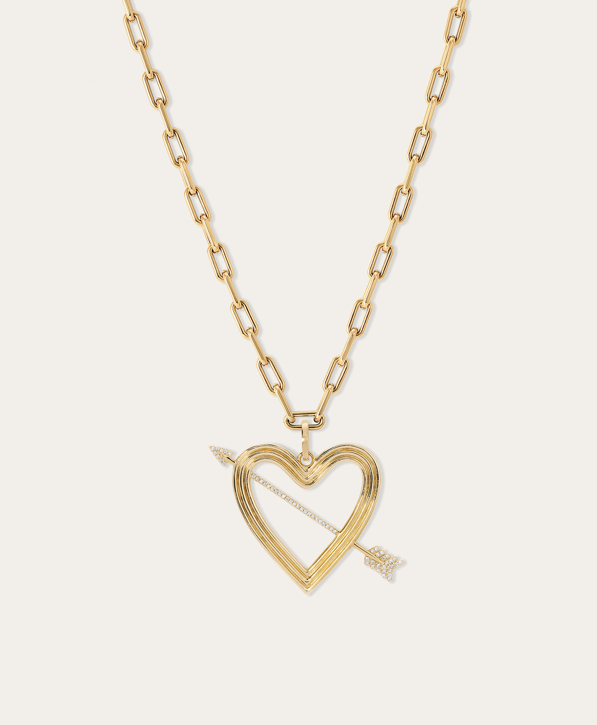Groovy Diamond XL Heart + Arrow Charm Necklace