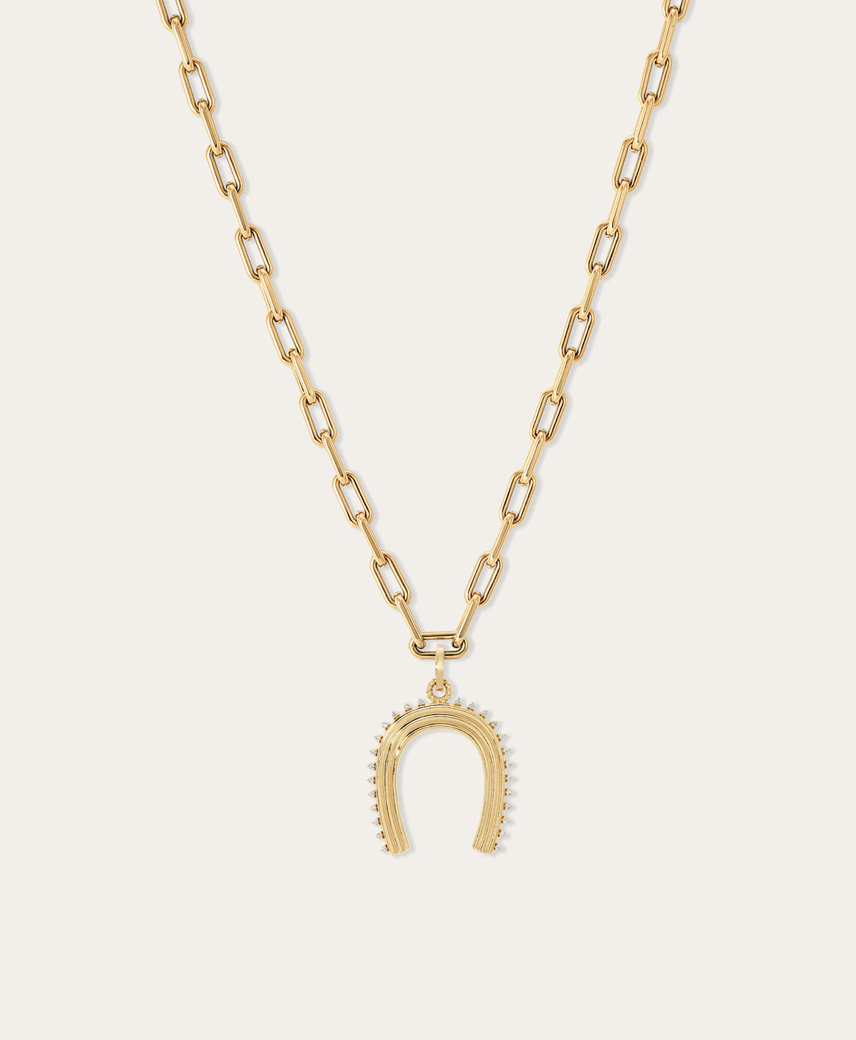 Groovy Diamond XL Horseshoe Charm Necklace