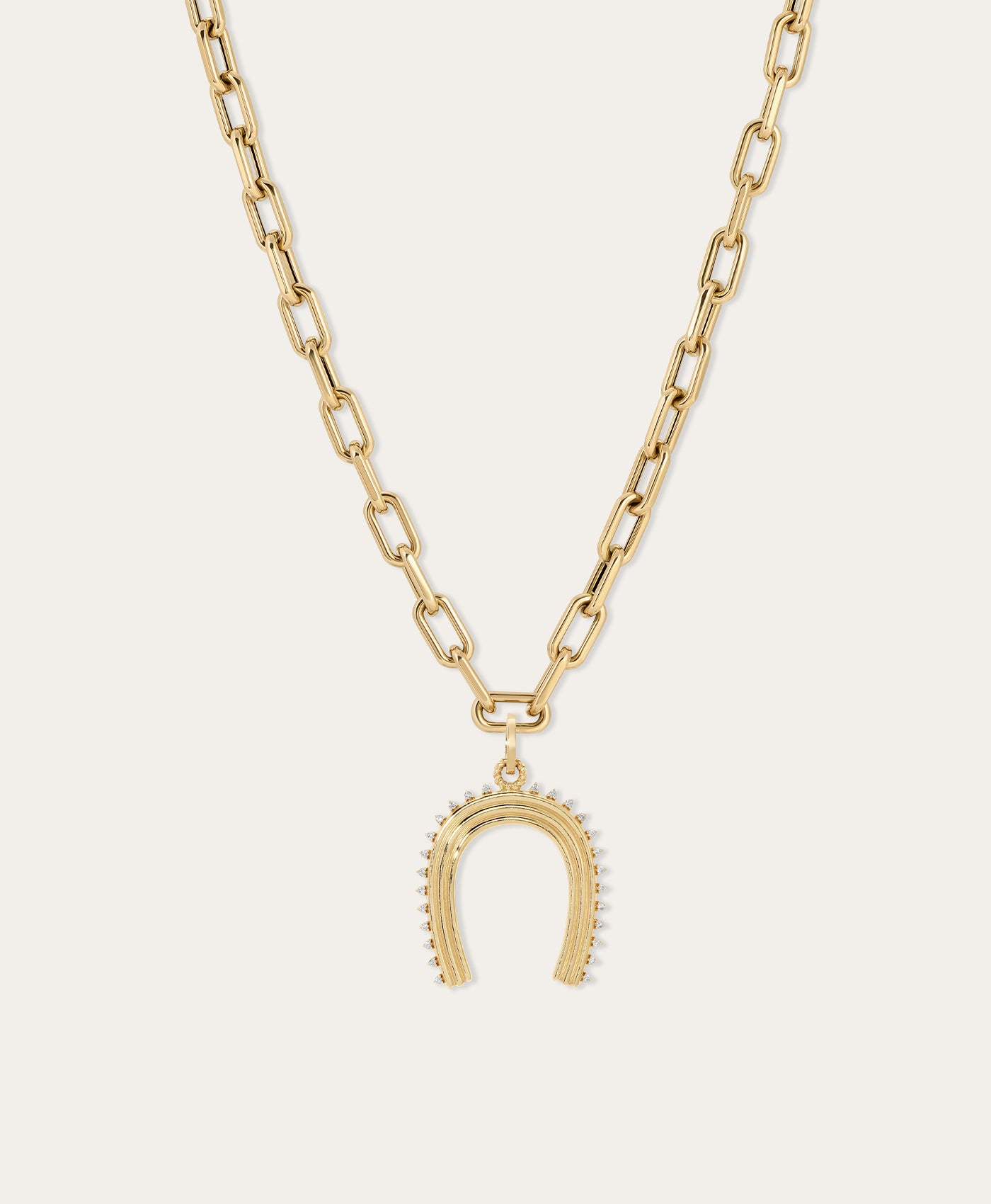 Groovy Diamond XL Horseshoe Charm Necklace