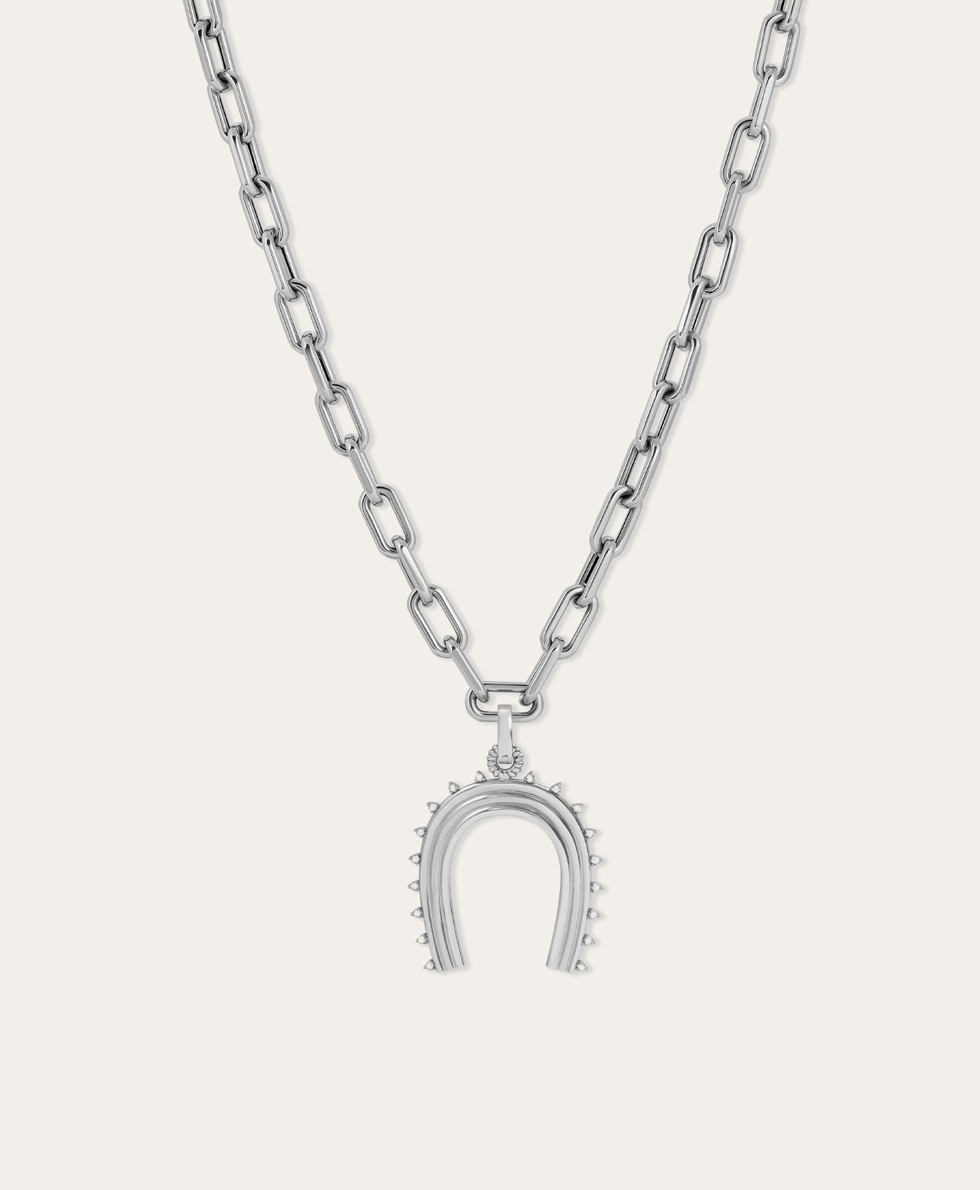 Groovy XL Diamond Horseshoe Hinged Charm in Sterling Silver