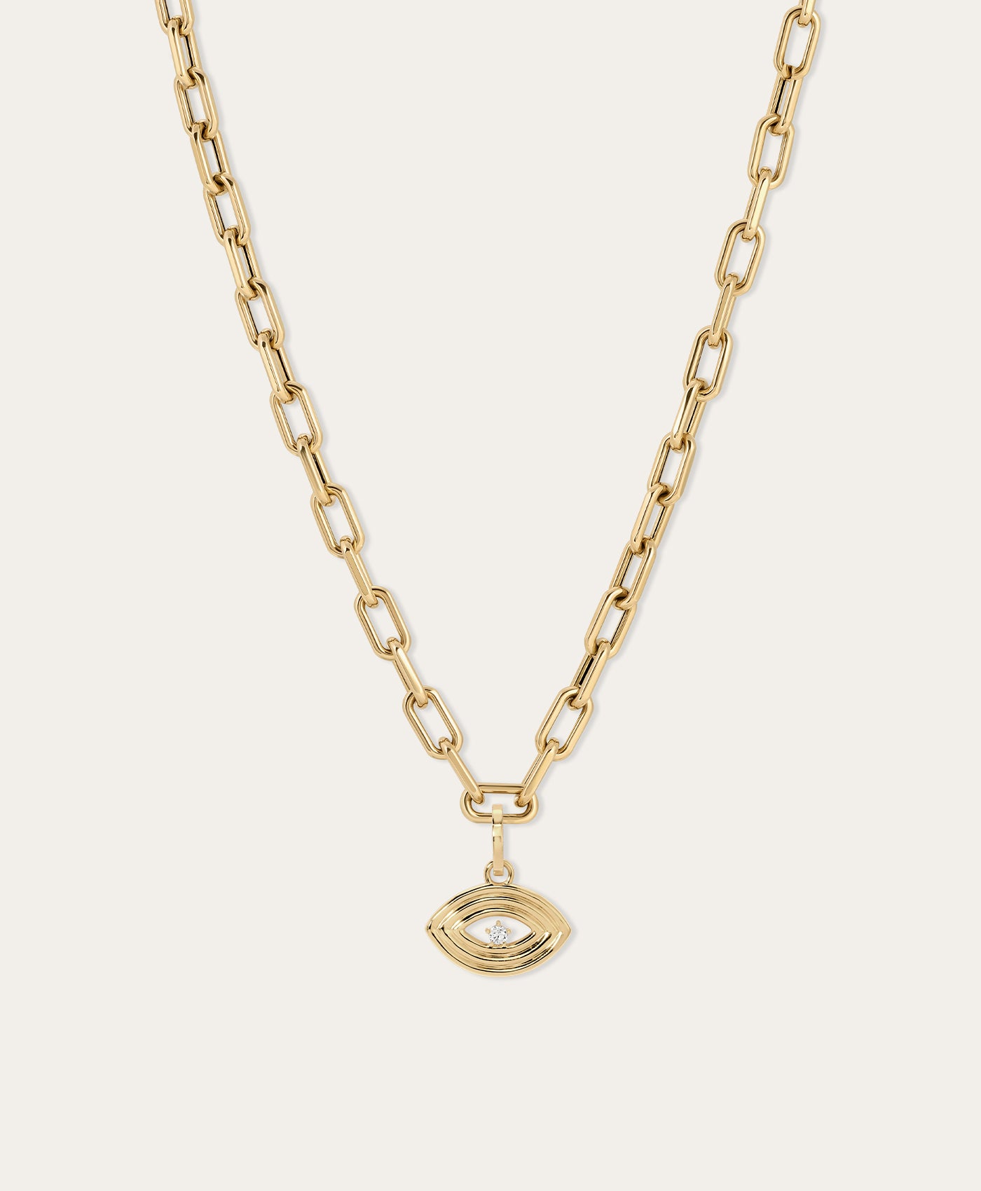 Groovy Diamond Evil Eye Charm Necklace