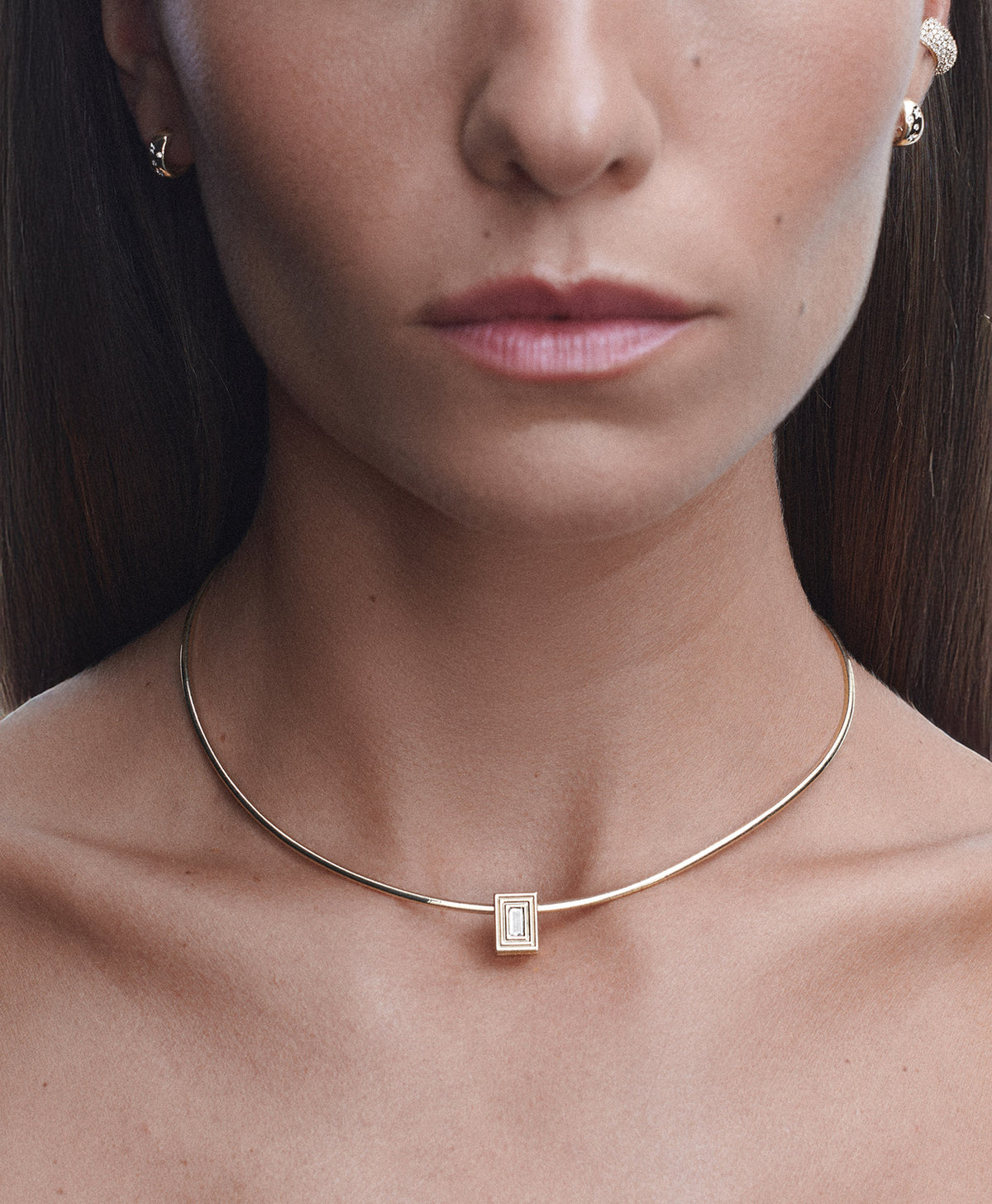 Groovy Geometric Big Bead Omega Necklace
