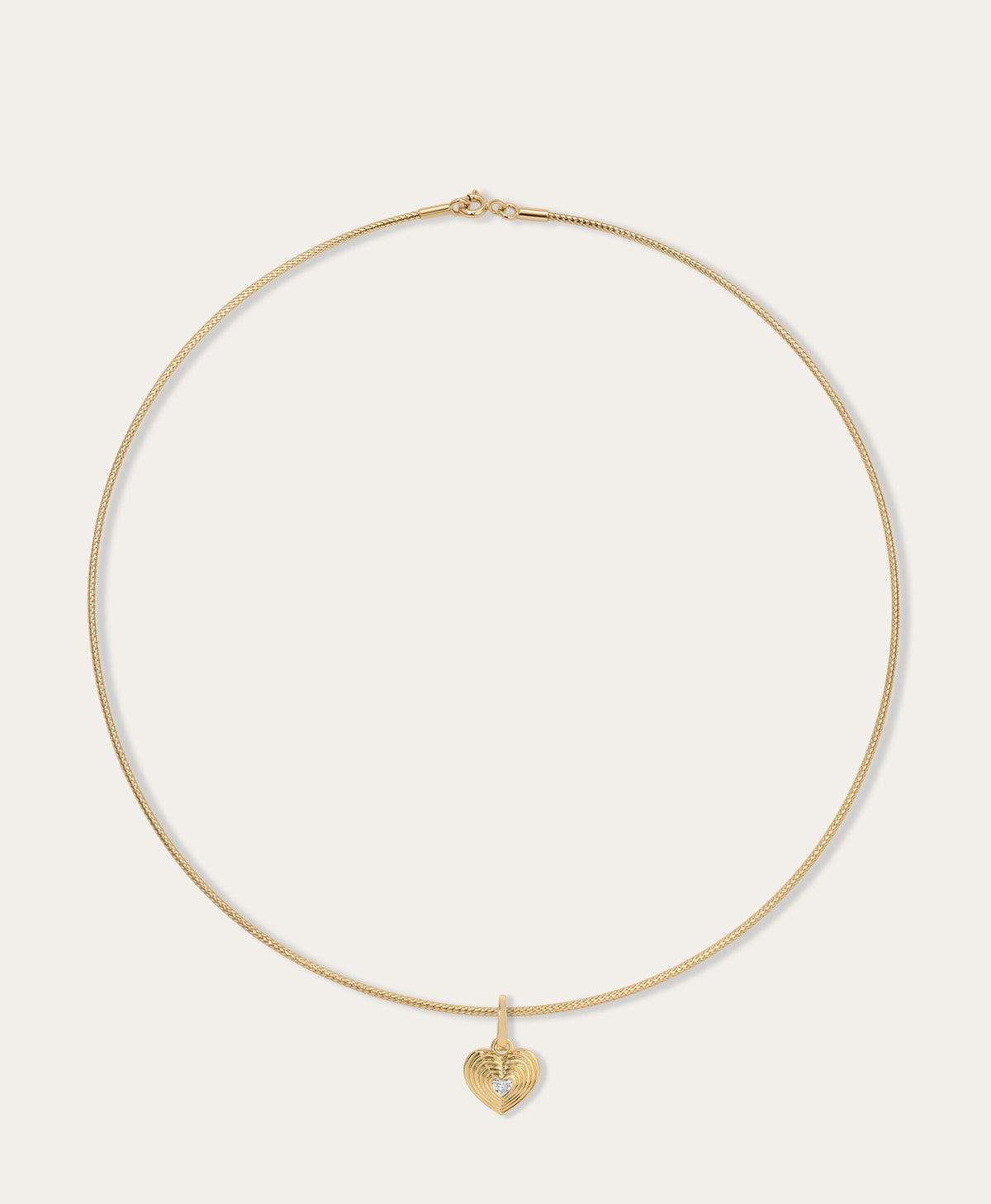 Groovy Geometric Diamond Heart Mini Charm Collar Necklace
