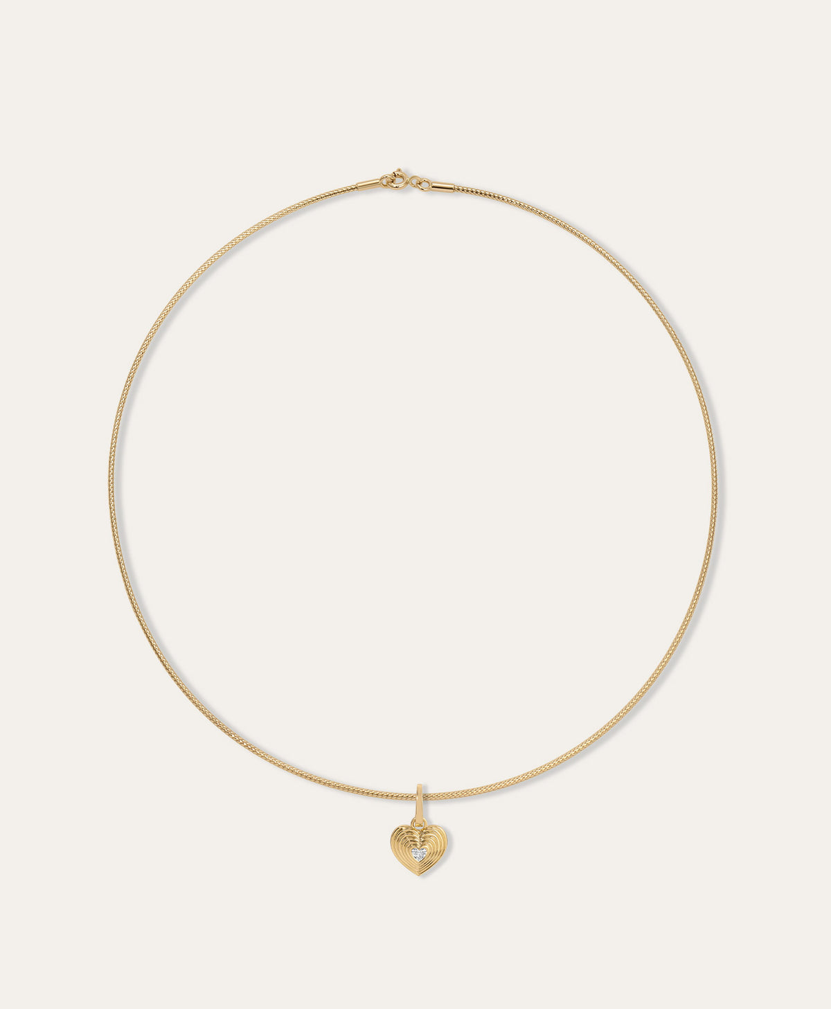 Groovy Geometric Diamond Heart Mini Charm Collar Necklace