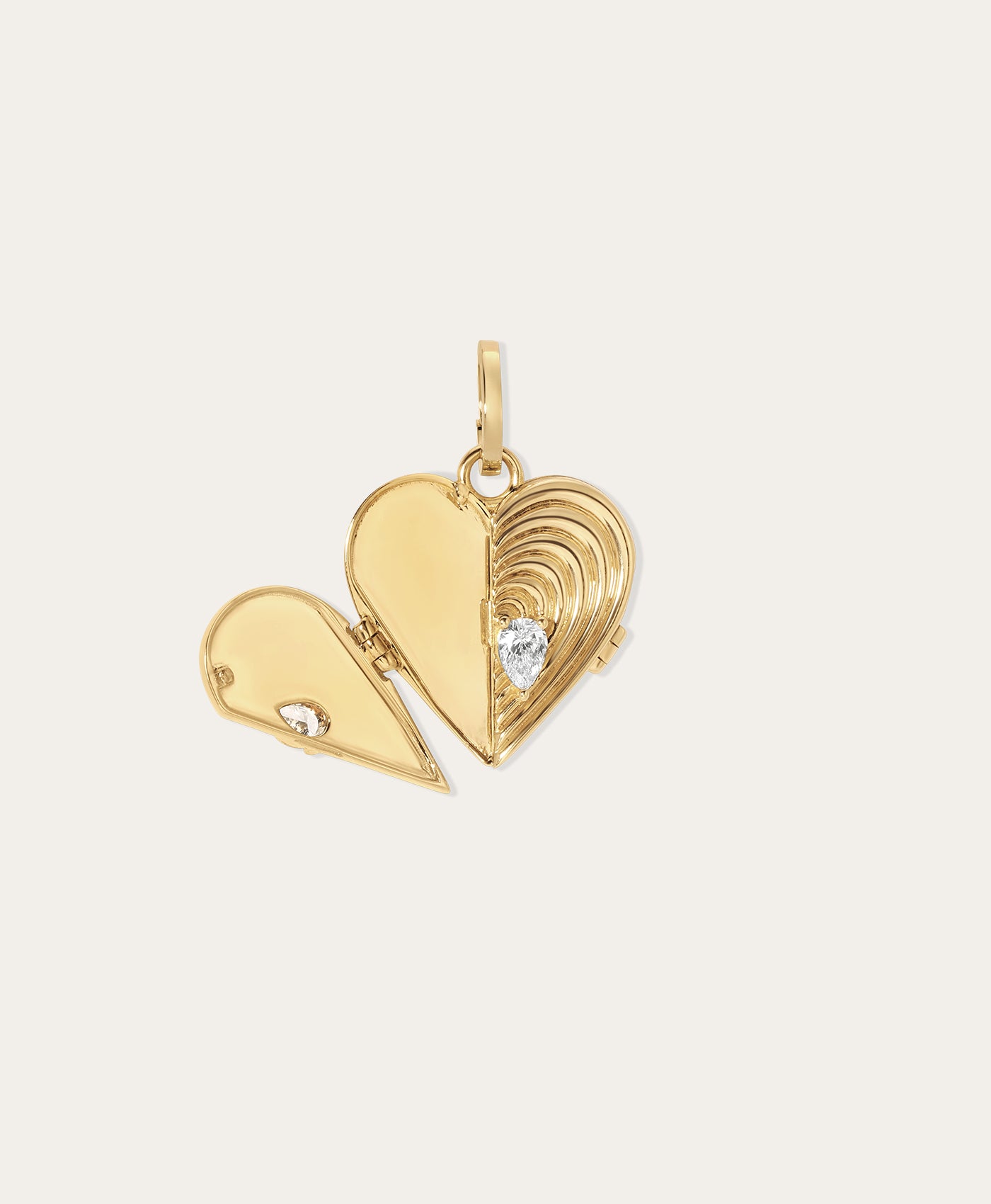 Groovy Heart Locket Hinged Charm - Lab Grown