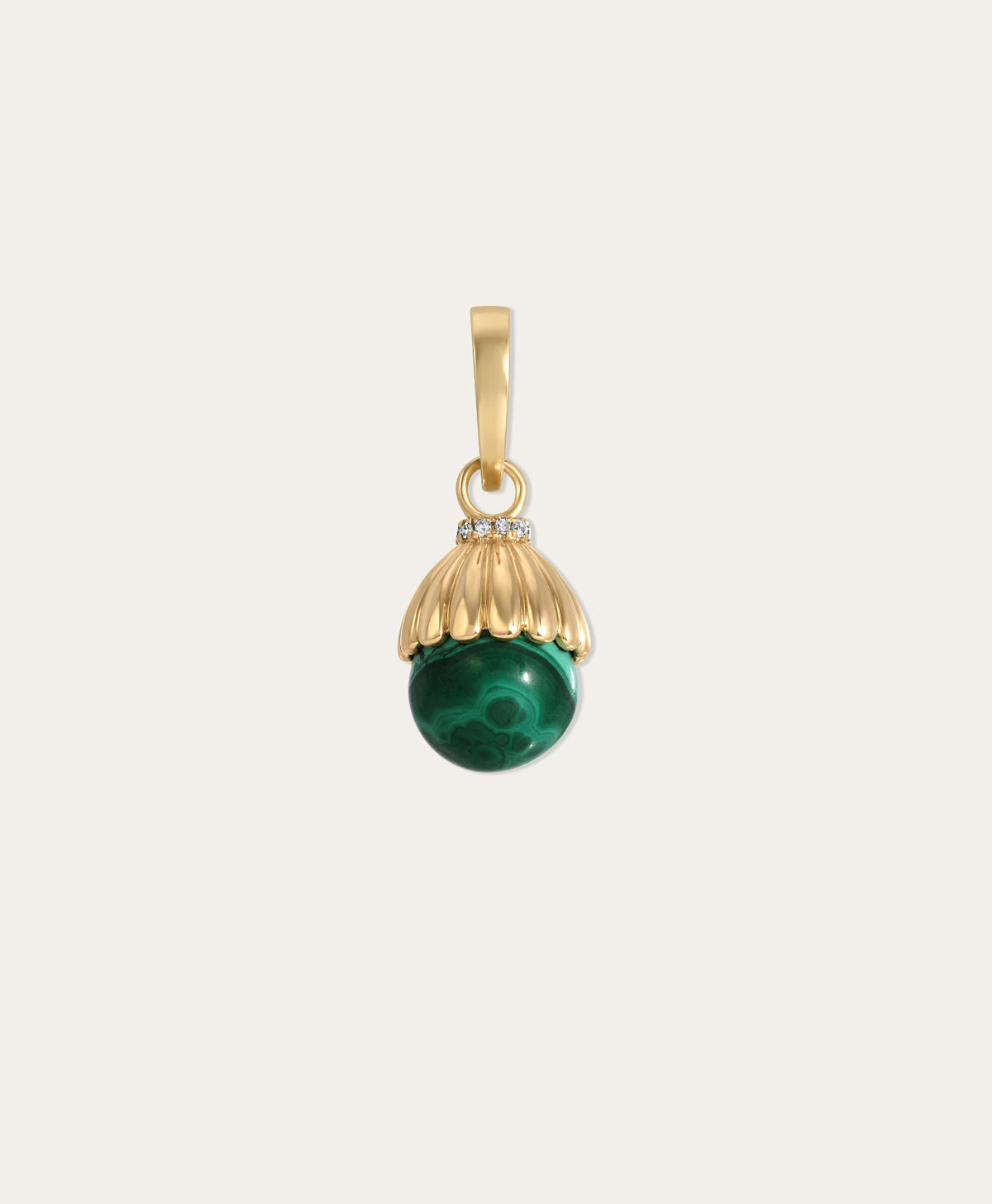 Groovy Malachite + Diamond Cone Hinged Charm