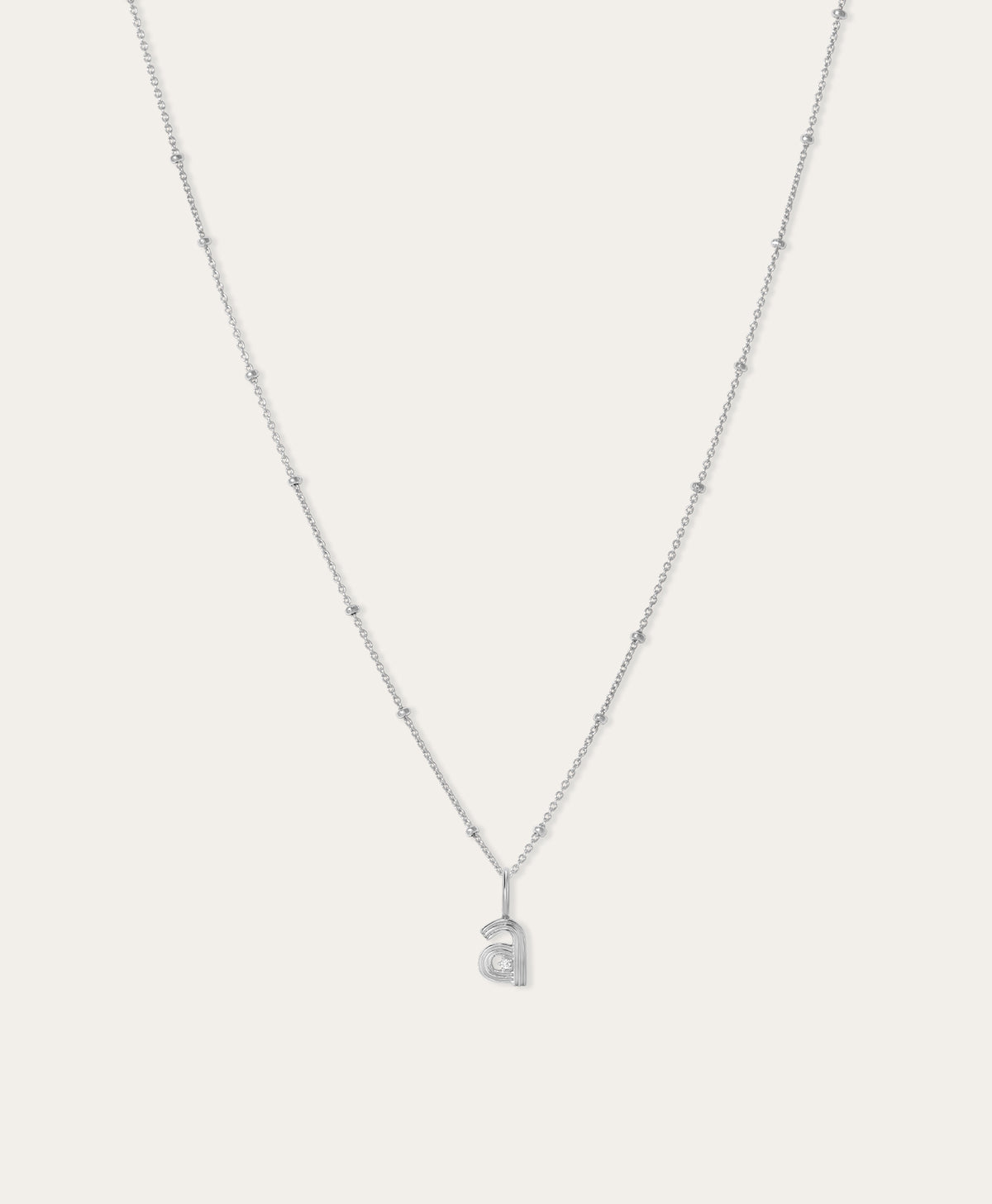 Groovy Initial Mini Charm Necklace on Saturn Chain in Sterling Silver