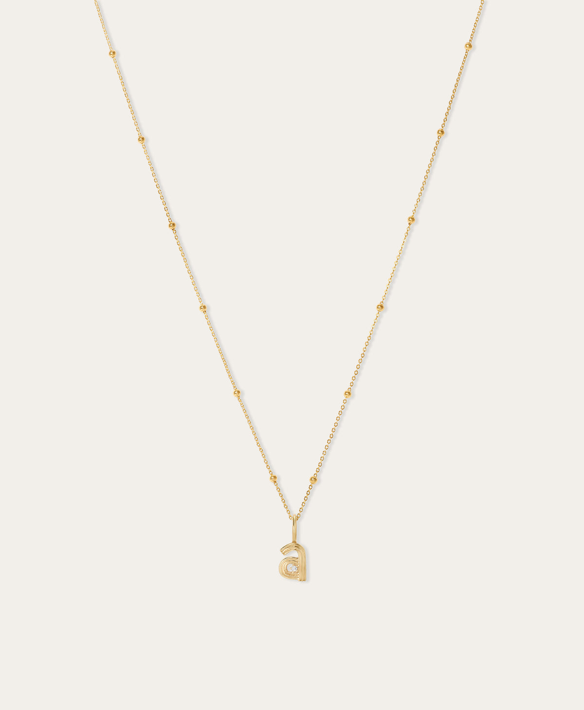 Groovy Initial Mini Charm Necklace on Saturn Chain