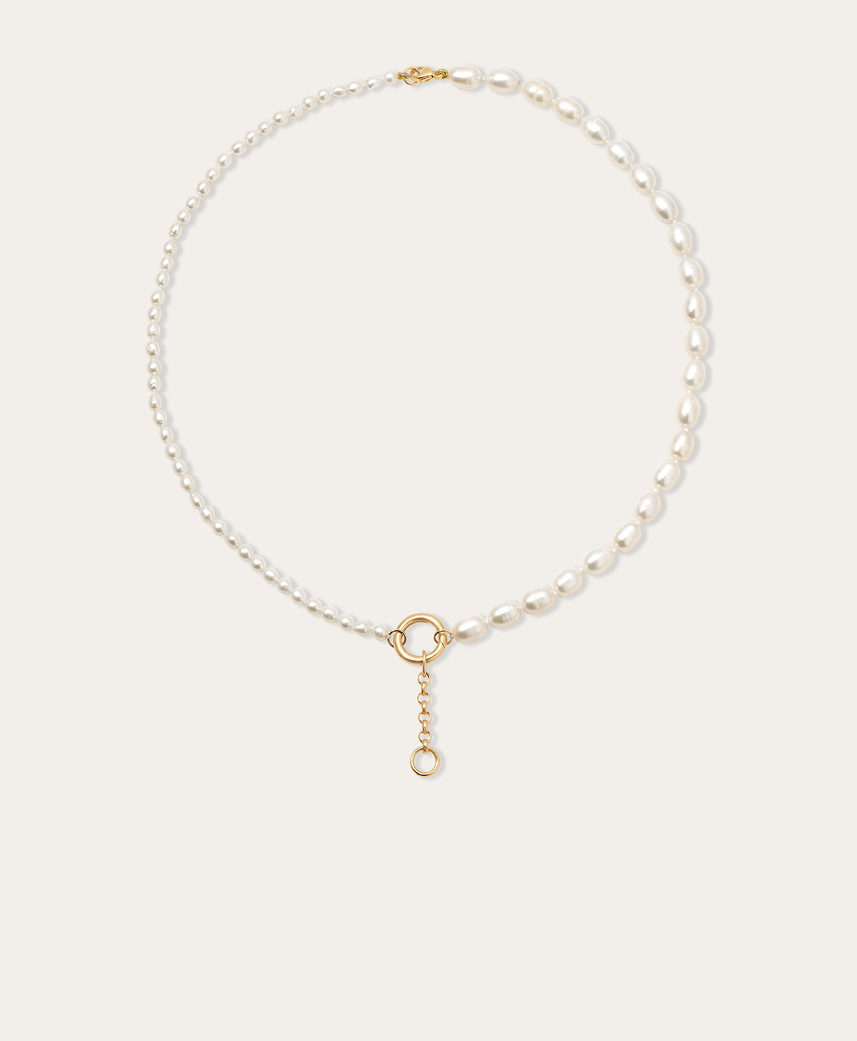 Half & Half Pearl Lariat Necklace