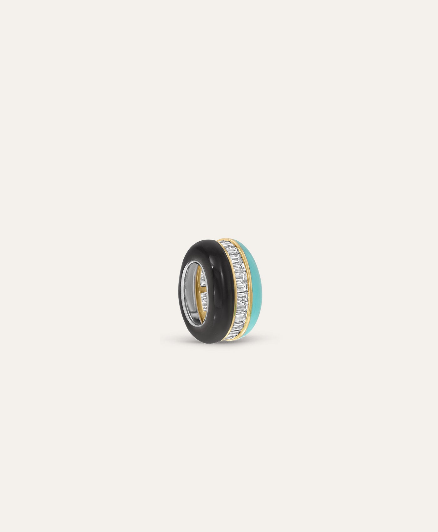 Half and Half Black and Blue Channel Baguette Big Bead