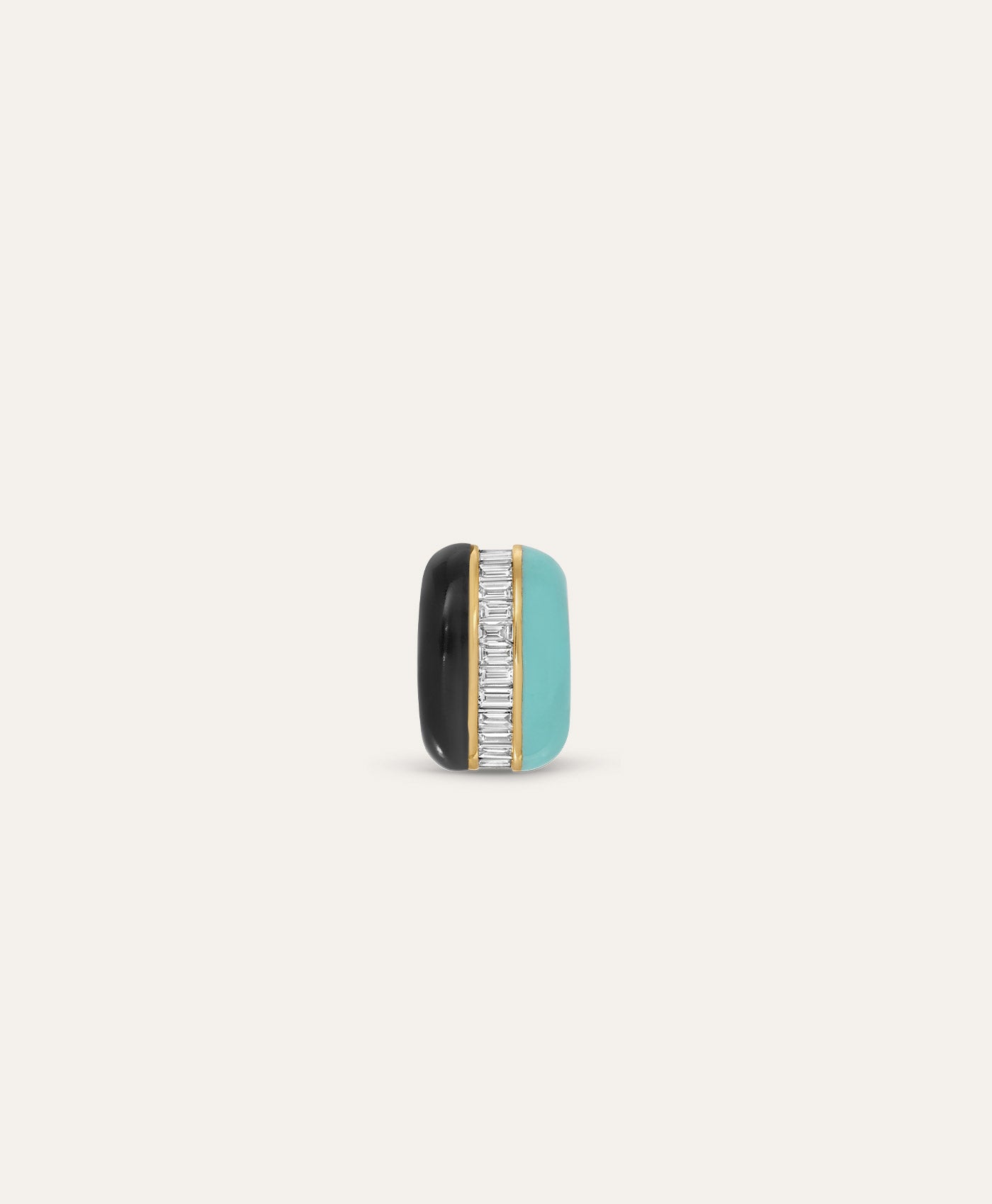 Half and Half Black and Blue Channel Baguette Big Bead