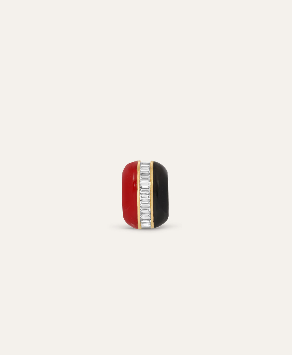 Half and Half Red and Black Channel Baguette Big Bead