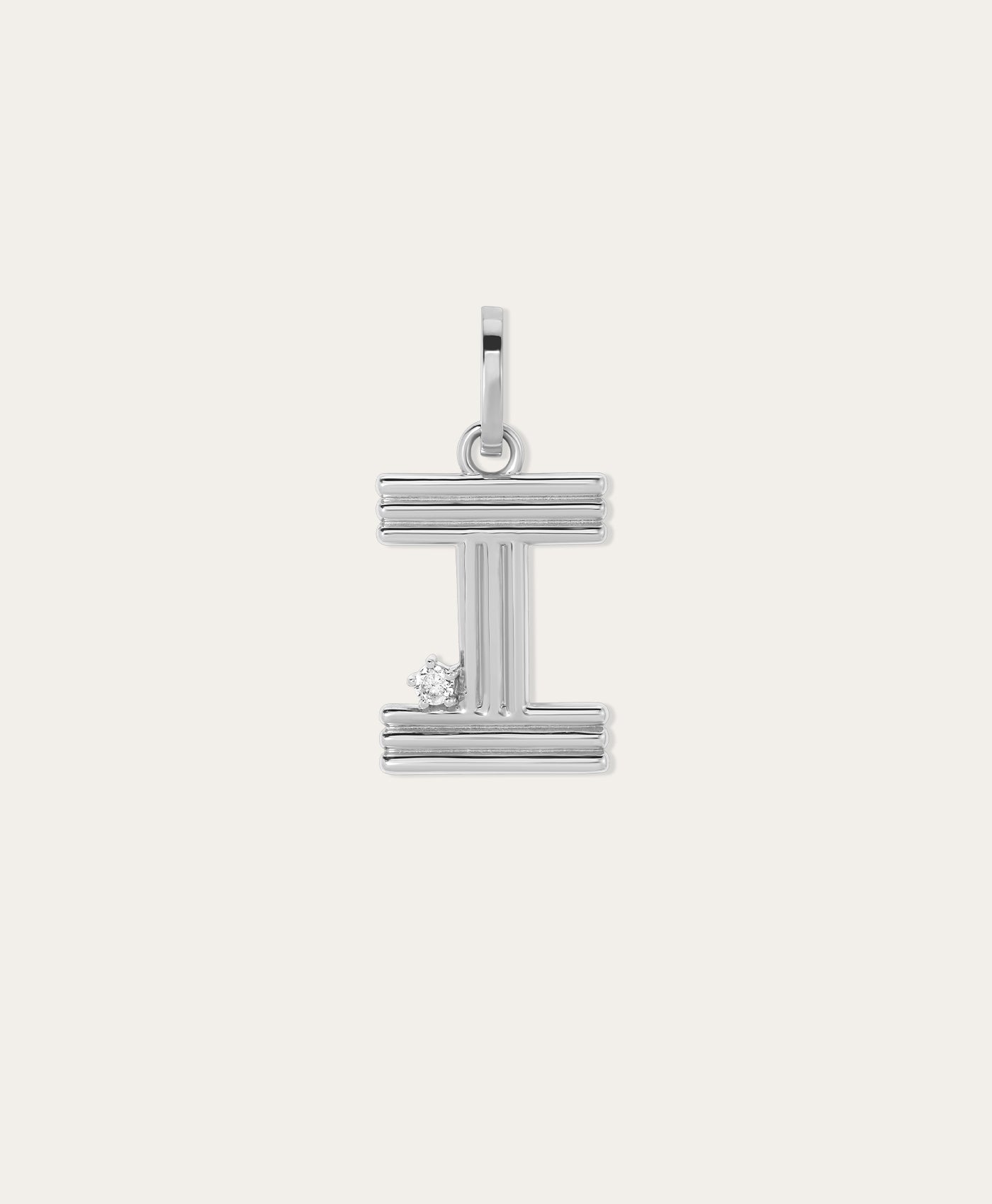 Groovy Diamond Initial Hinged Charm in Sterling Silver