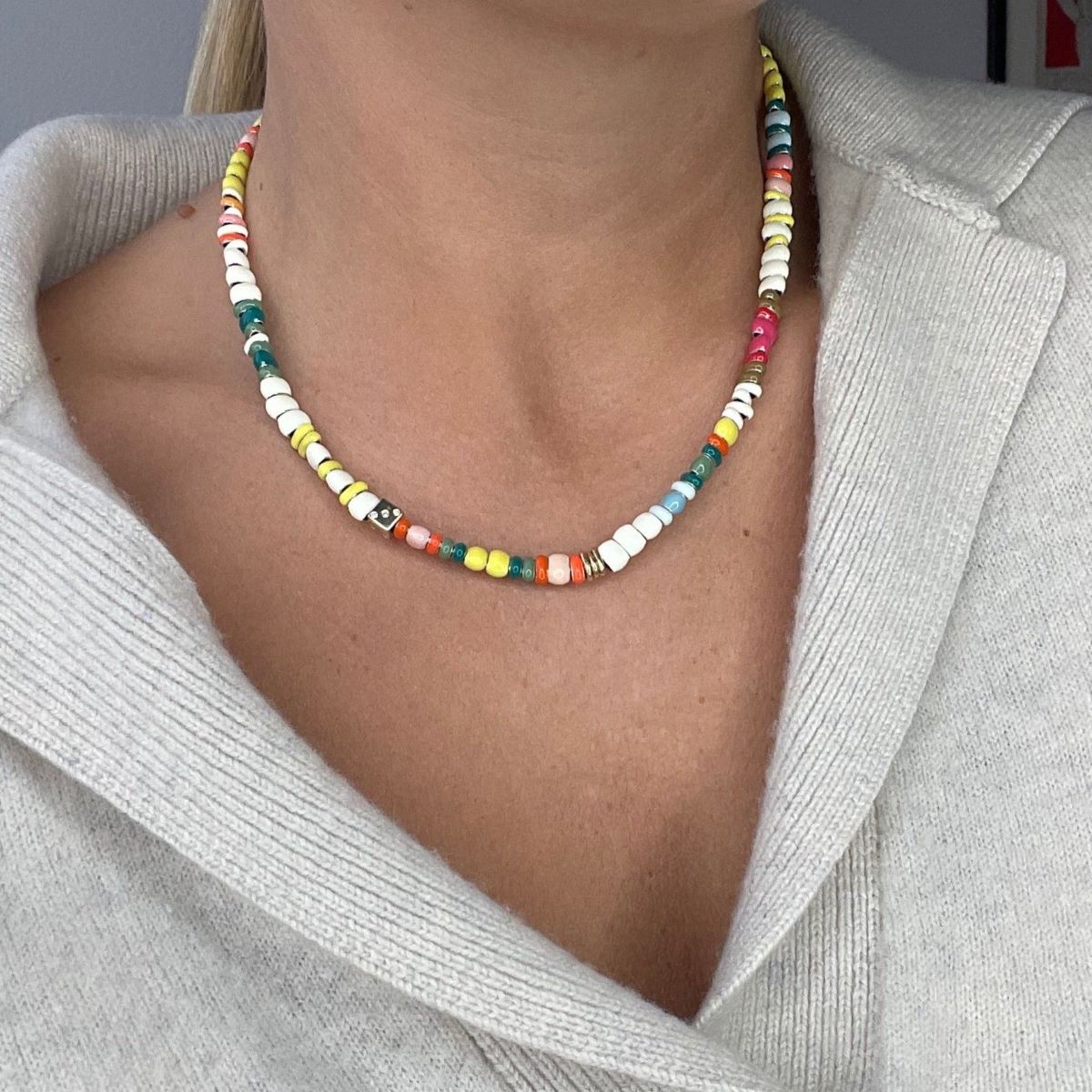 Bead Party Full Enamel + Pavé Mallory Necklace