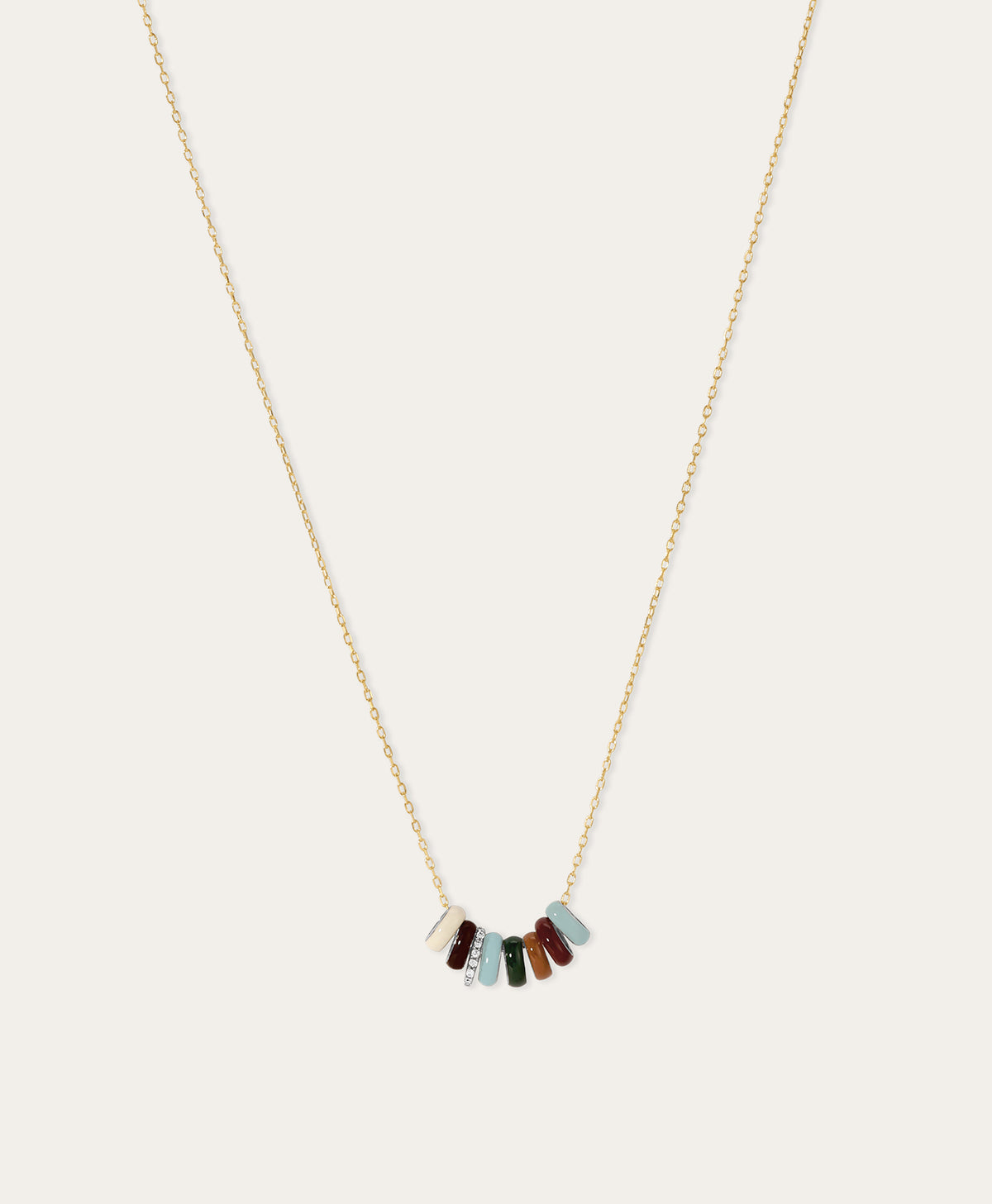 Ivy League Diamond + Enamel Mini Bead Necklace