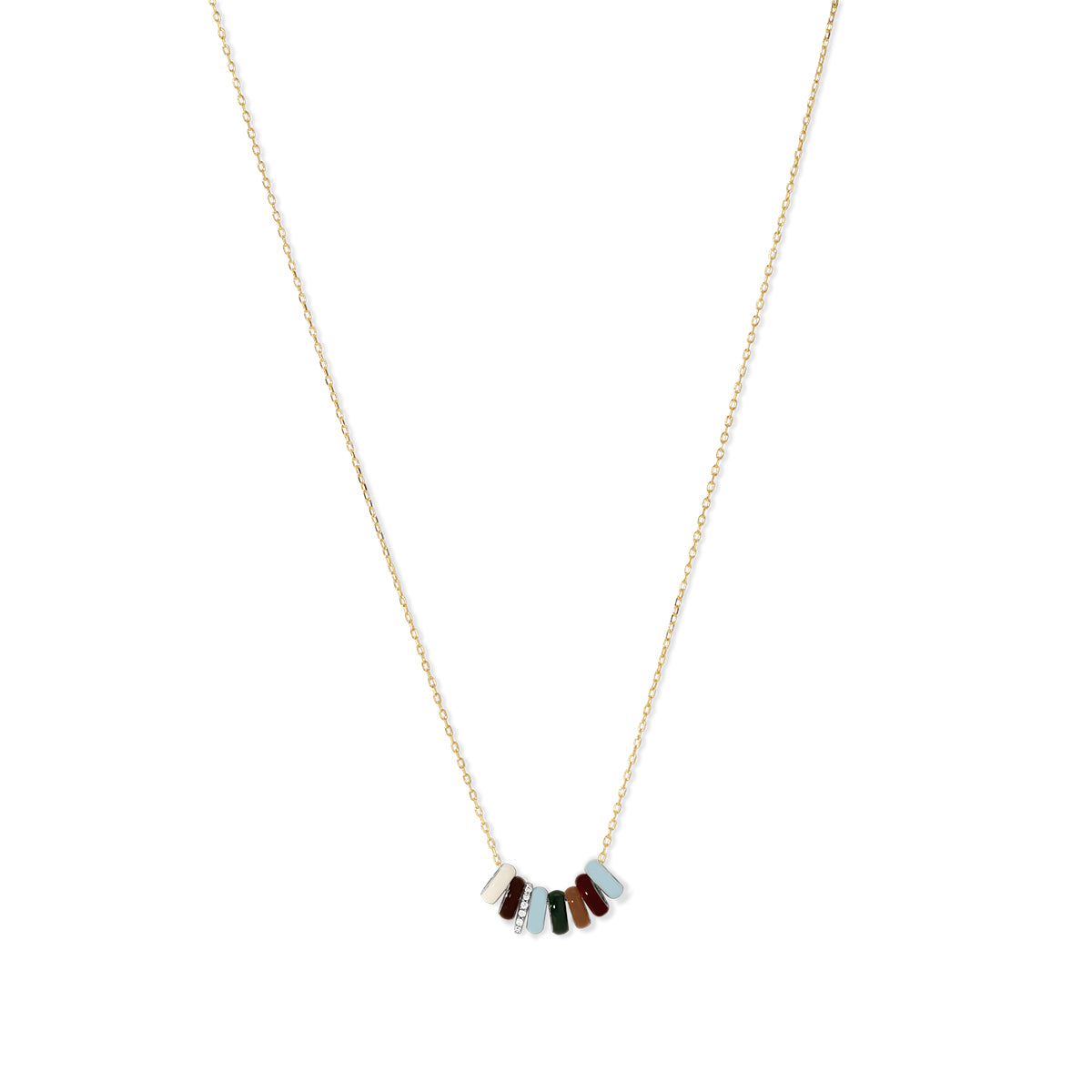 Ivy League Diamond + Enamel Mini Bead Necklace