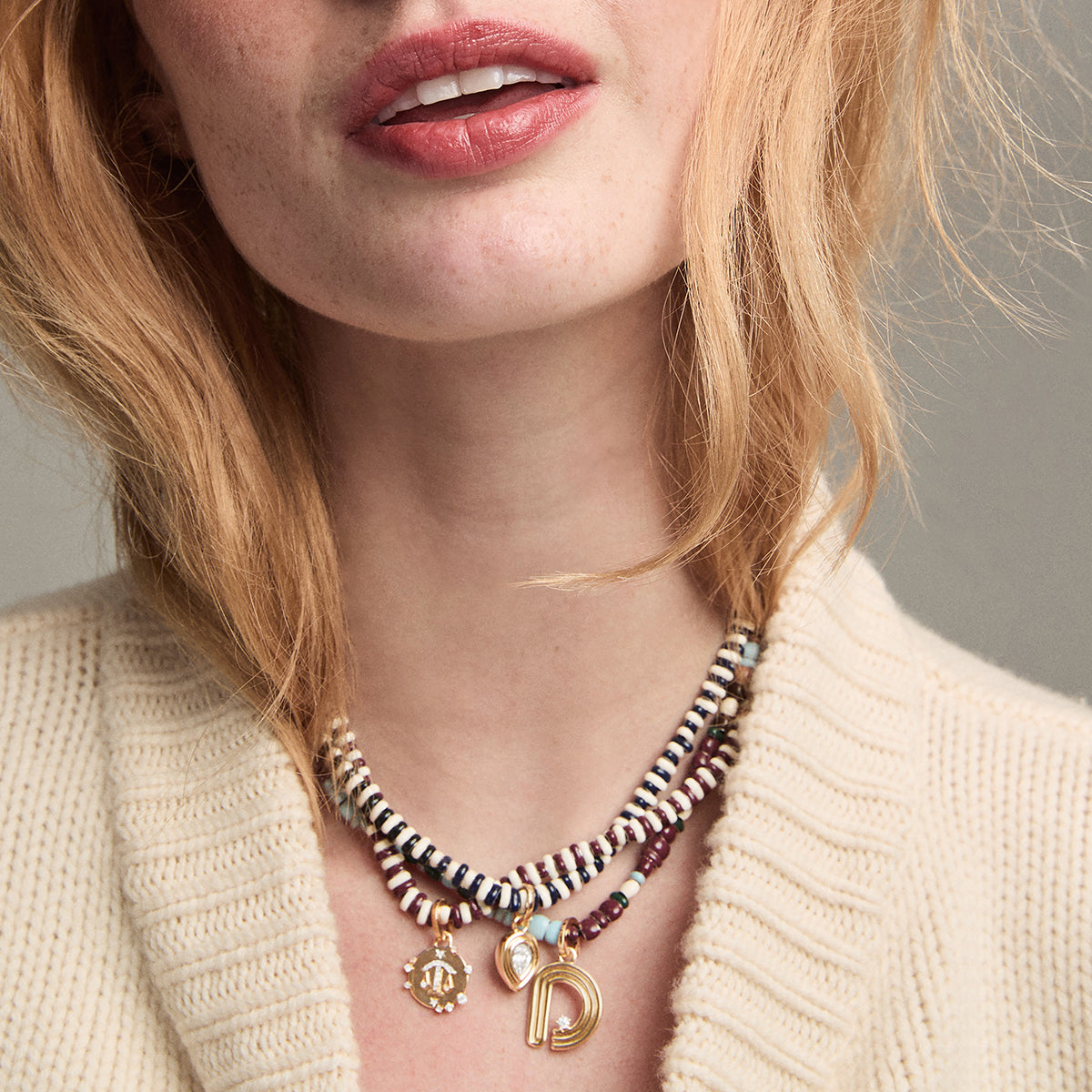 Ivy League Pearl Drop Full Enamel Mini Bead Necklace