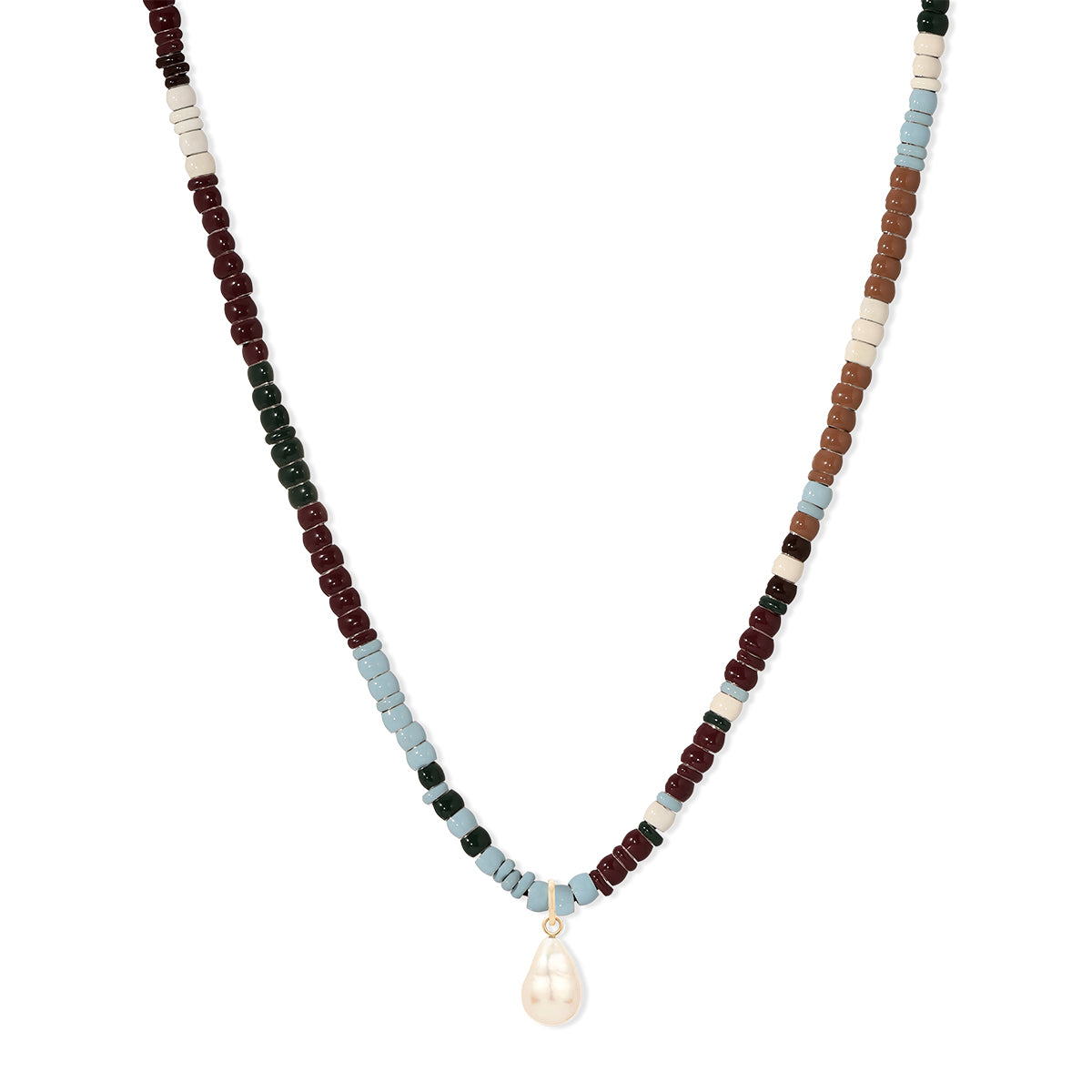 Ivy League Pearl Drop Full Enamel Mini Bead Necklace