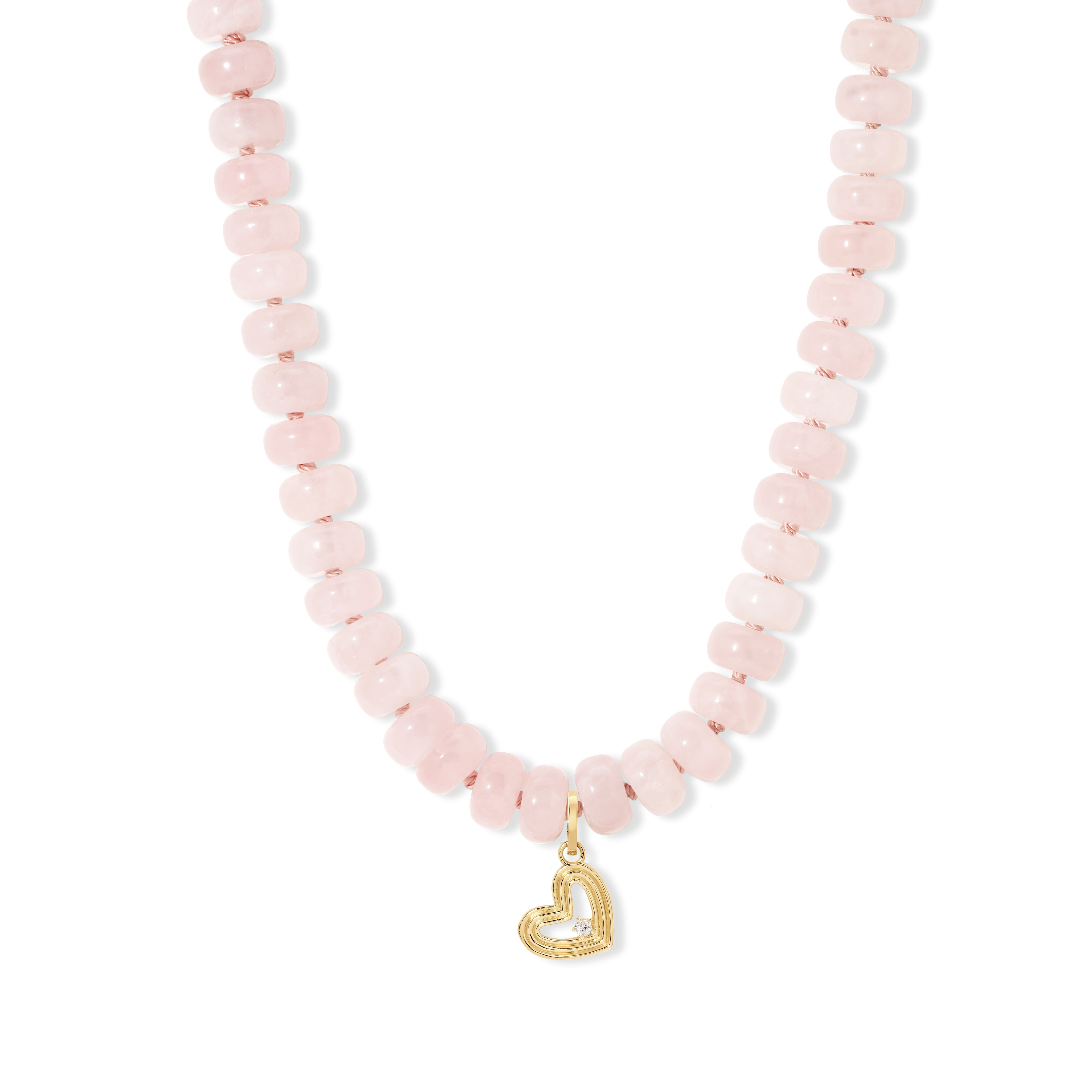 Blush Pink Gemstone Groovy Heart Necklace
