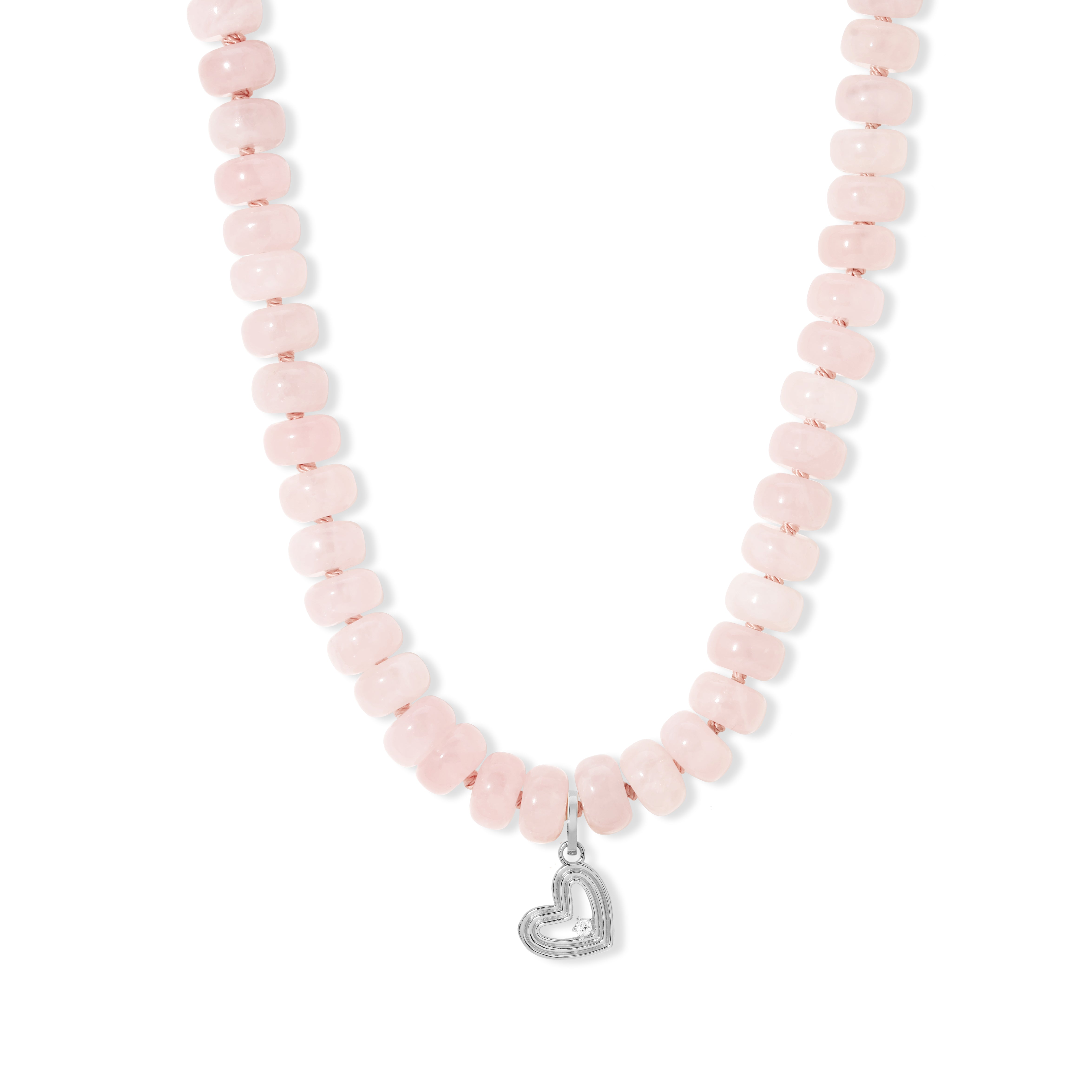Blush Pink Gemstone Groovy Heart Necklace in Sterling Silver