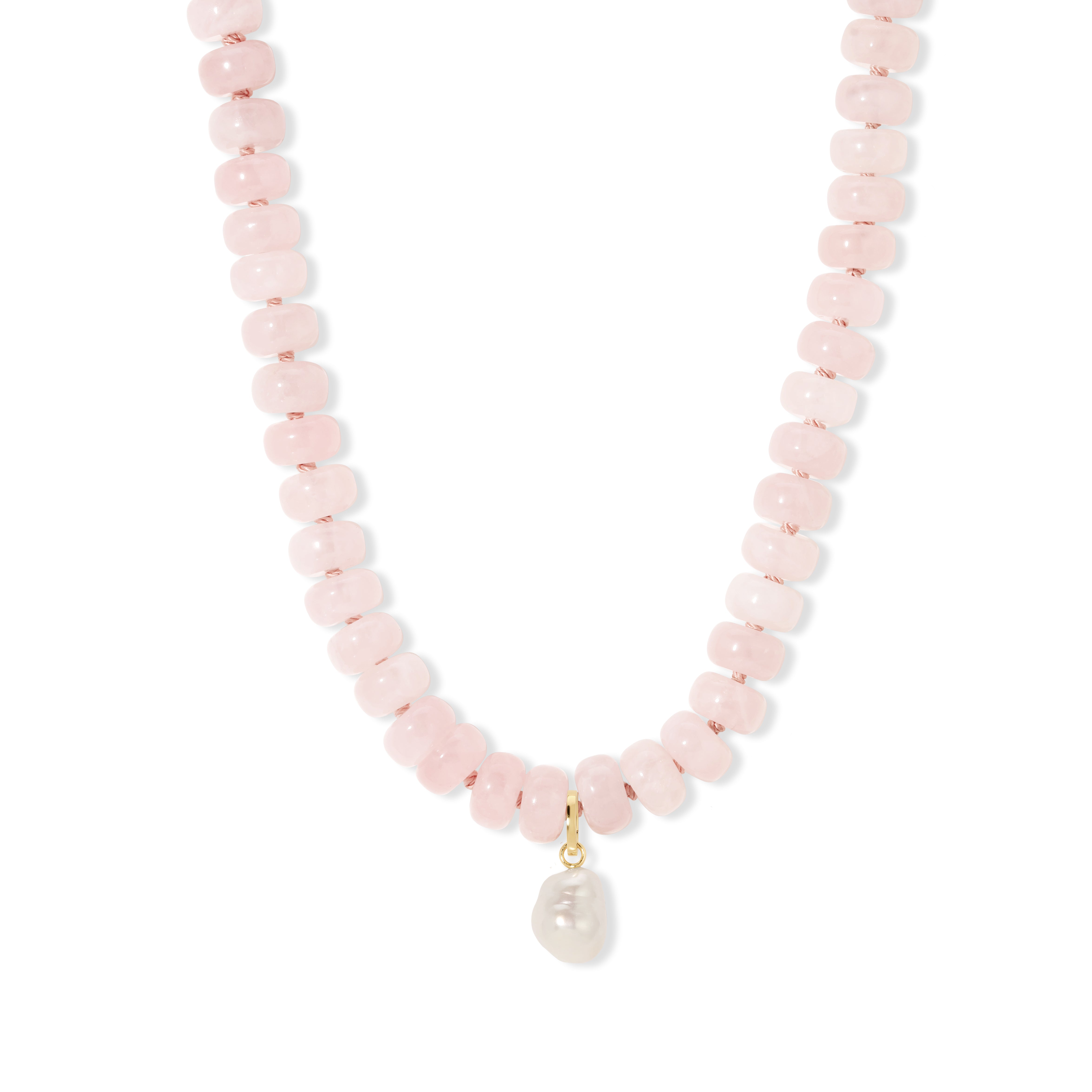 Blush Pink Gemstone Pearl Drop Necklace