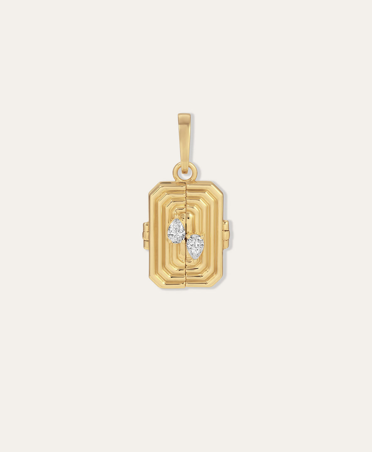 Large Groovy Rectangular Locket Hinged Charm - Lab Grown