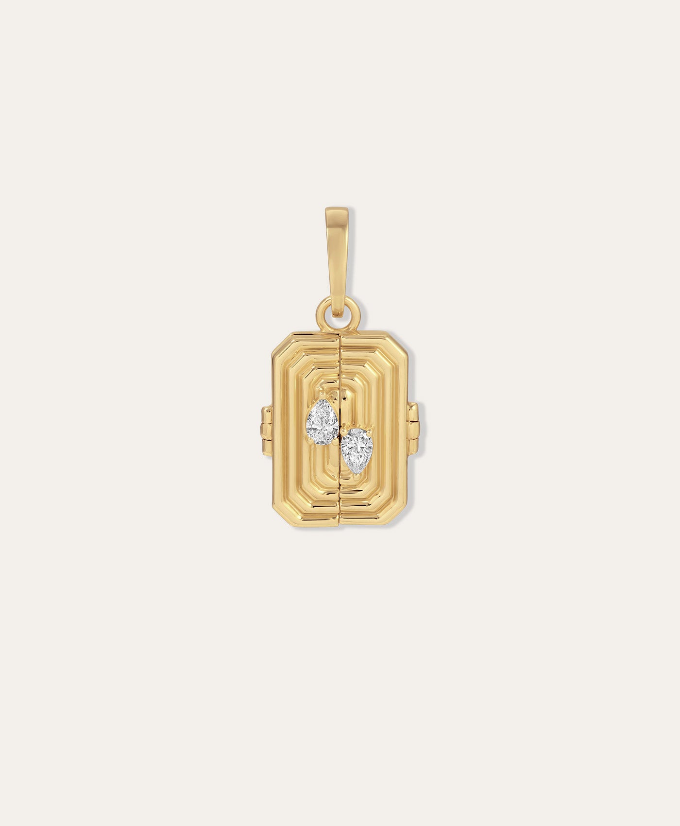 Large Groovy Rectangular Locket Hinged Charm - Lab Grown