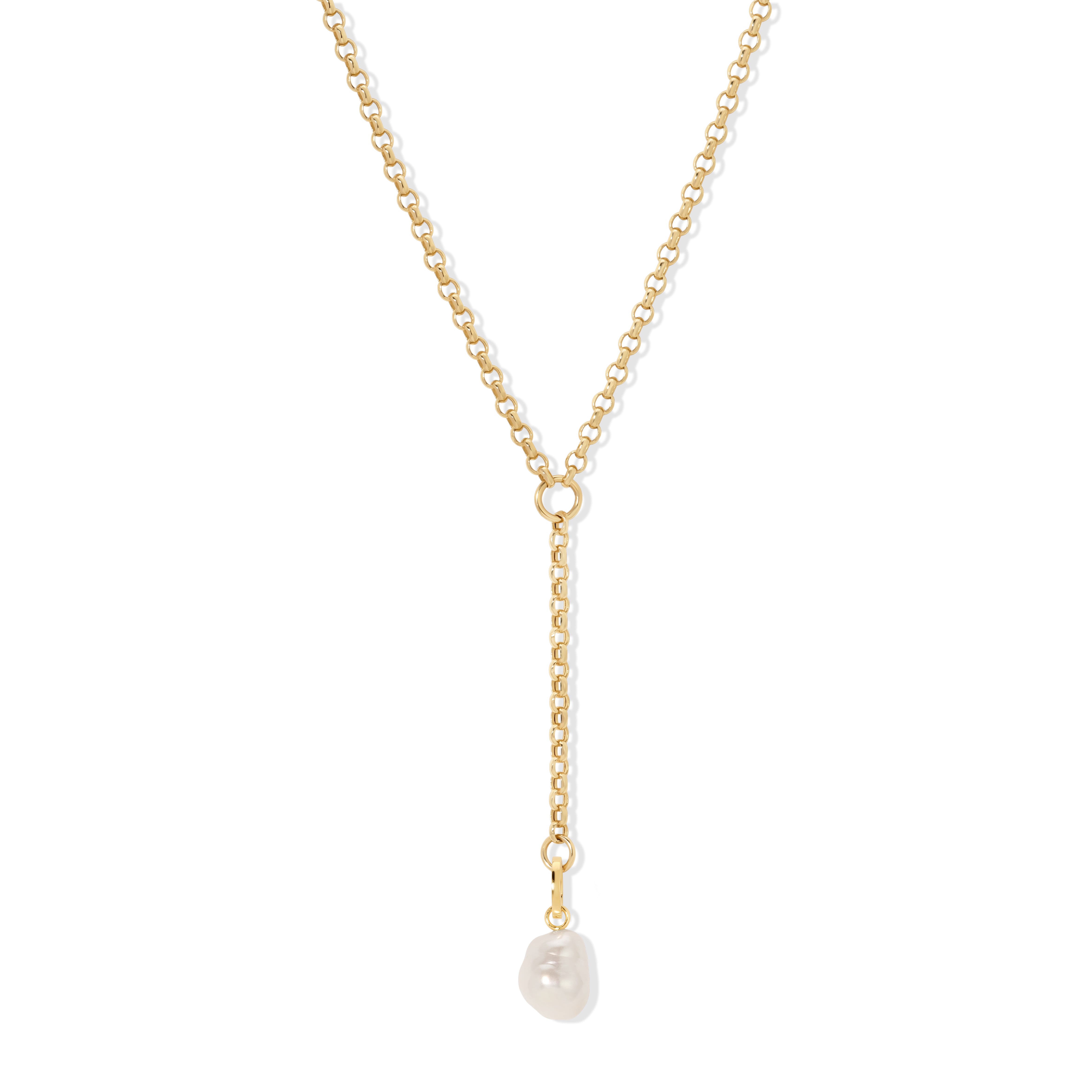 Lariat Necklace Pearl Drop
