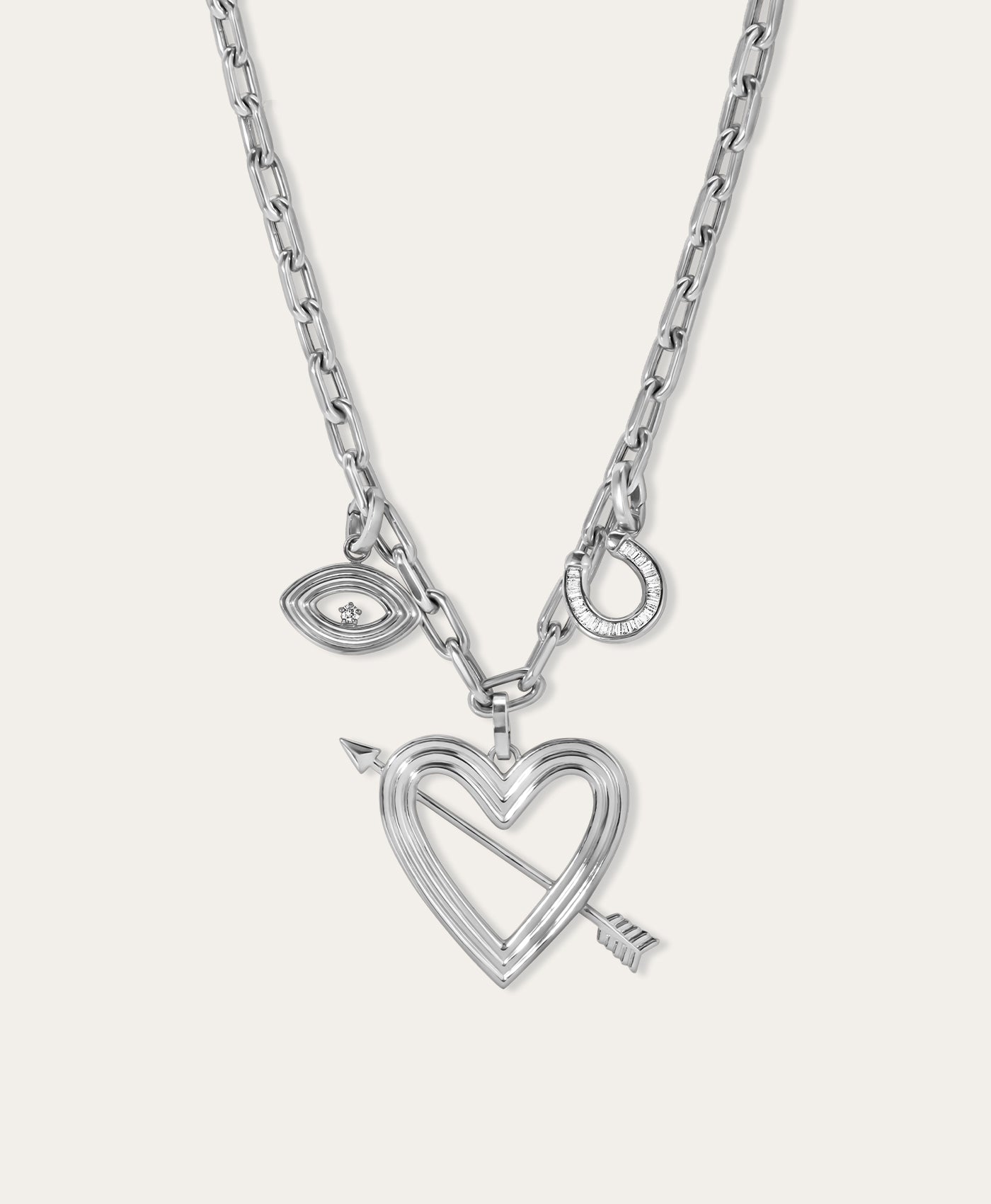 Lucky in Love Luxe Charm Necklace in Sterling Silver