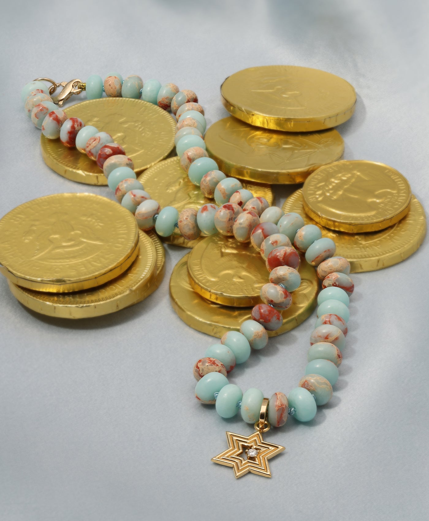 Lunar Aqua Terra Jasper Gemstone Necklace – Adina Reyter
