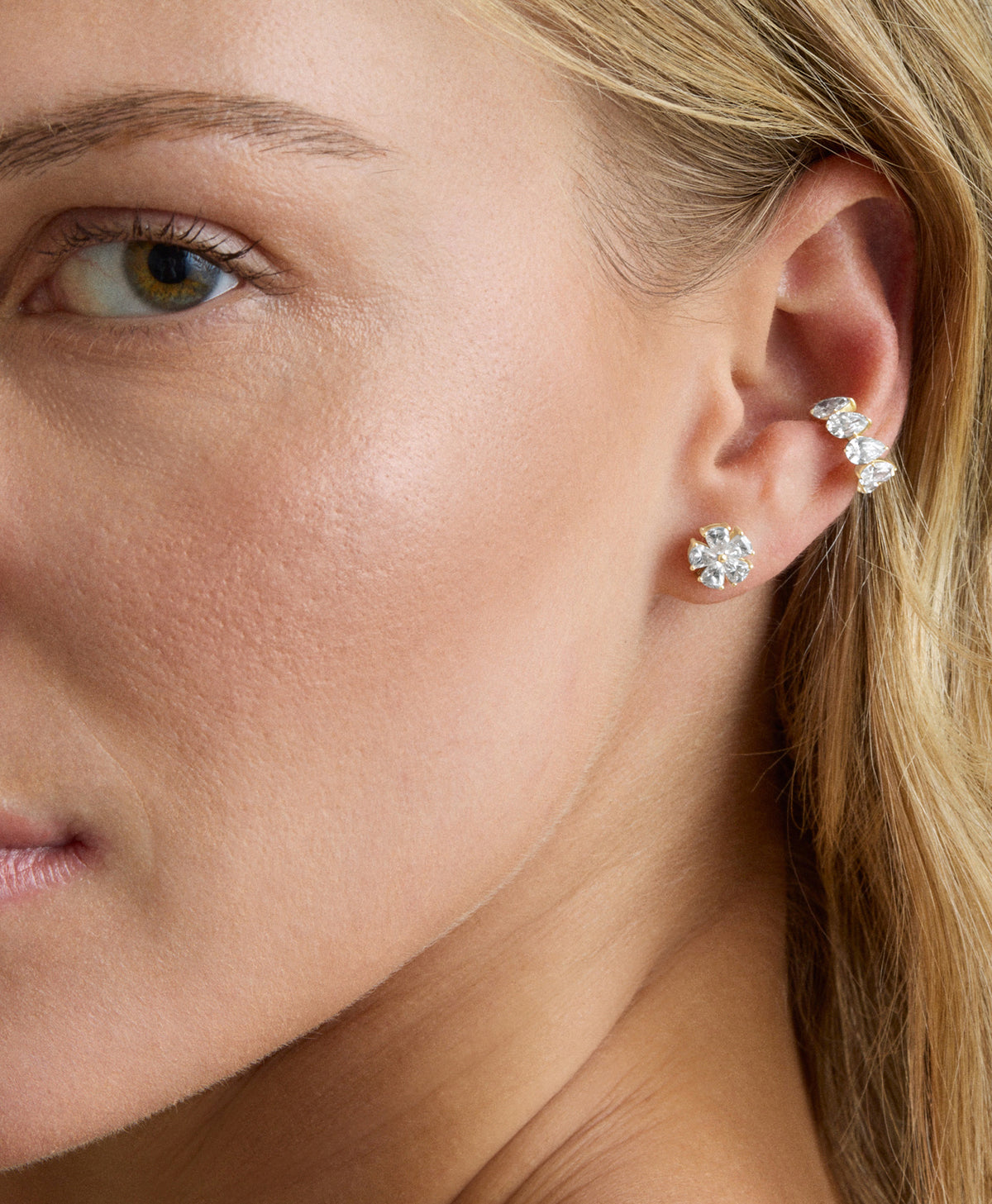 Diamond Flower Stud Earrings