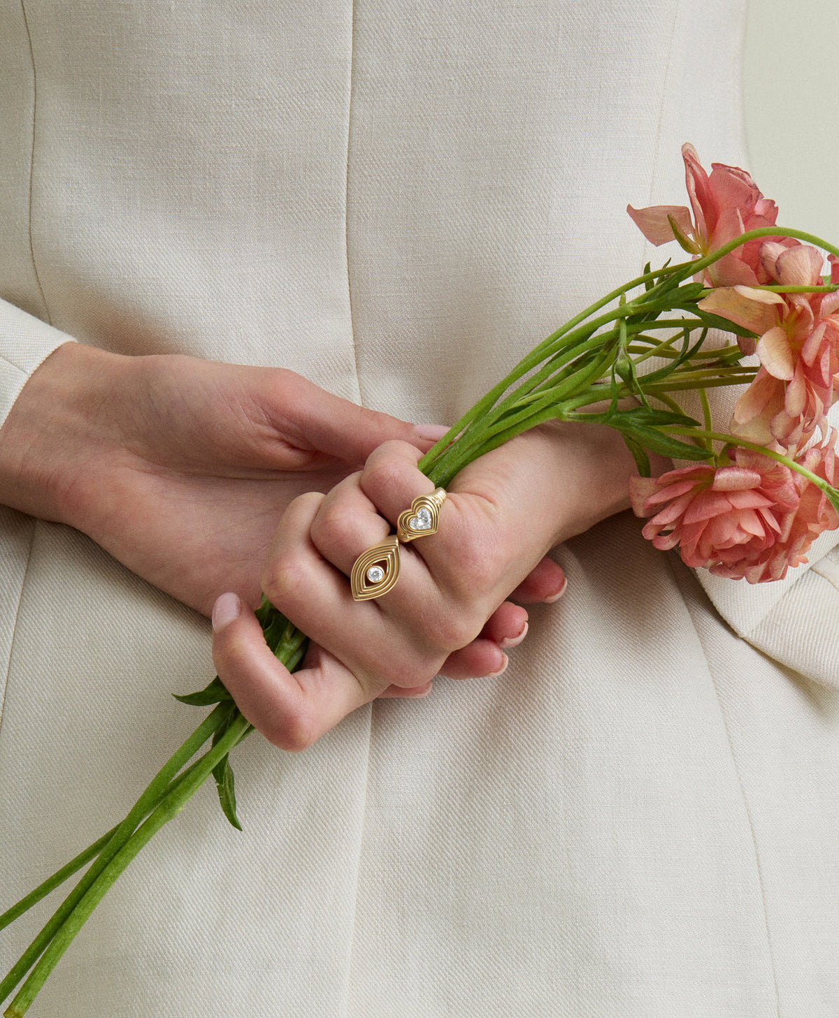 Groovy Diamond Heart Signet Ring