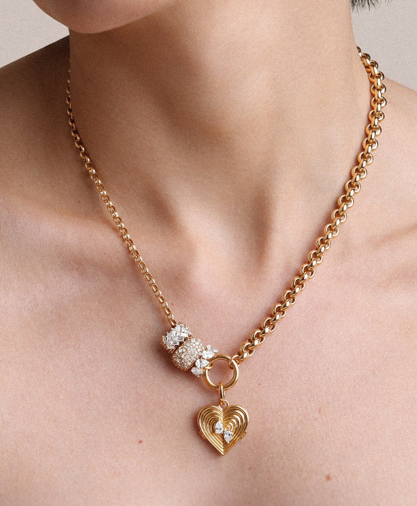 Groovy Heart Locket Hinged Charm - Lab Grown