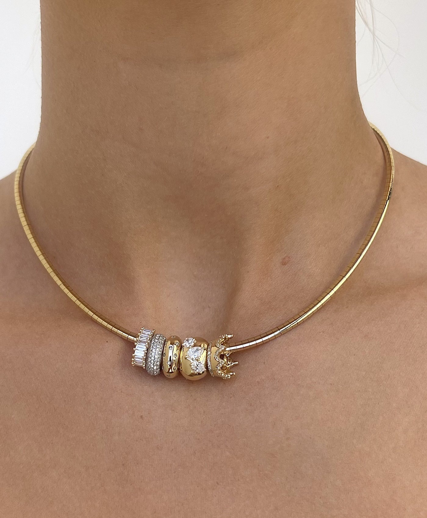 Catherine Omega Diamond Big Bead Necklace