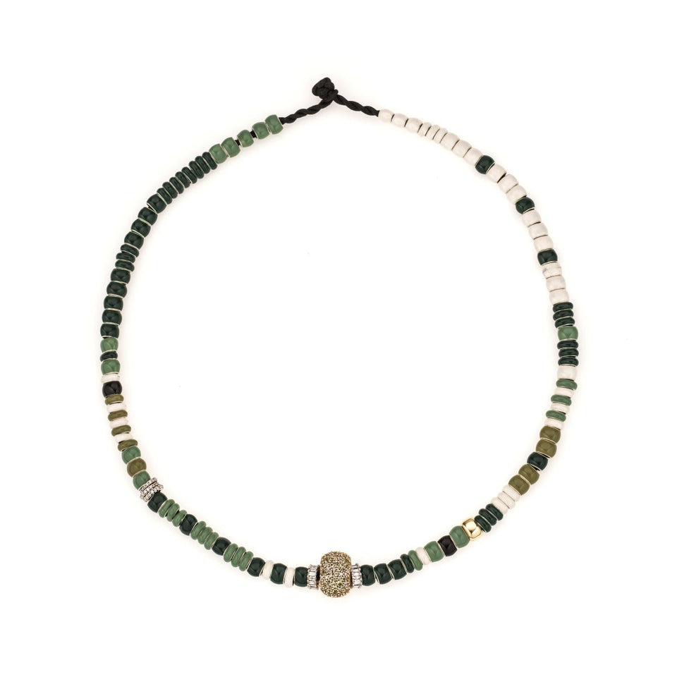One of a Kind Full Enamel Bead Party Peridot Big Bead Necklace