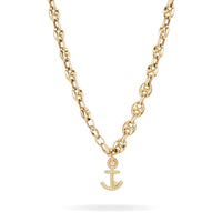 One of a Kind Small Diamond Anchor Mariner Necklace