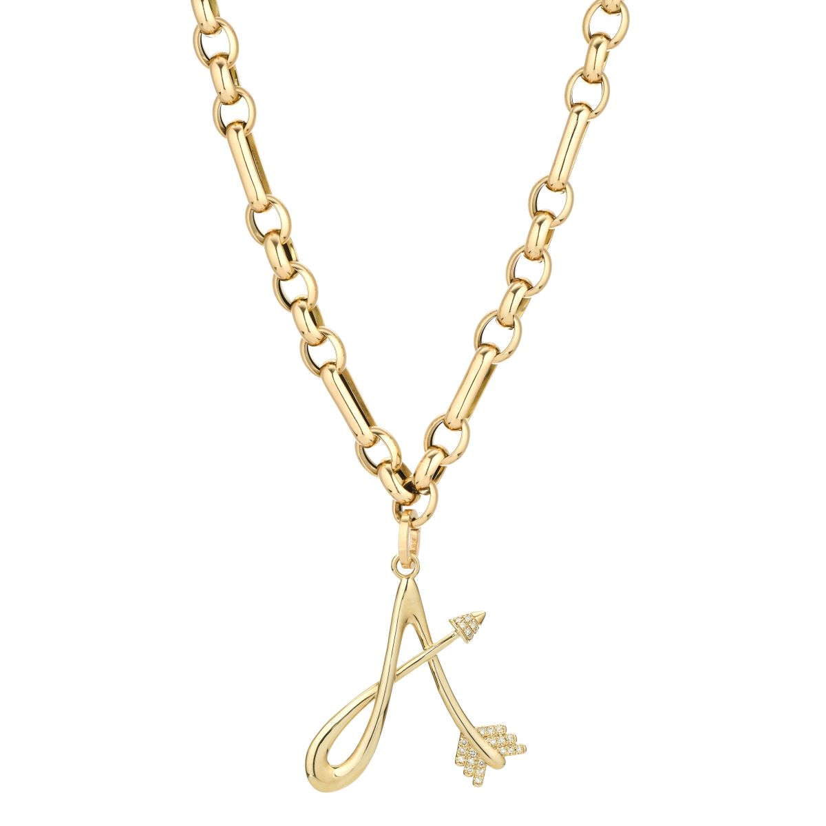 Diamond Arrow Initial Hinged Charm