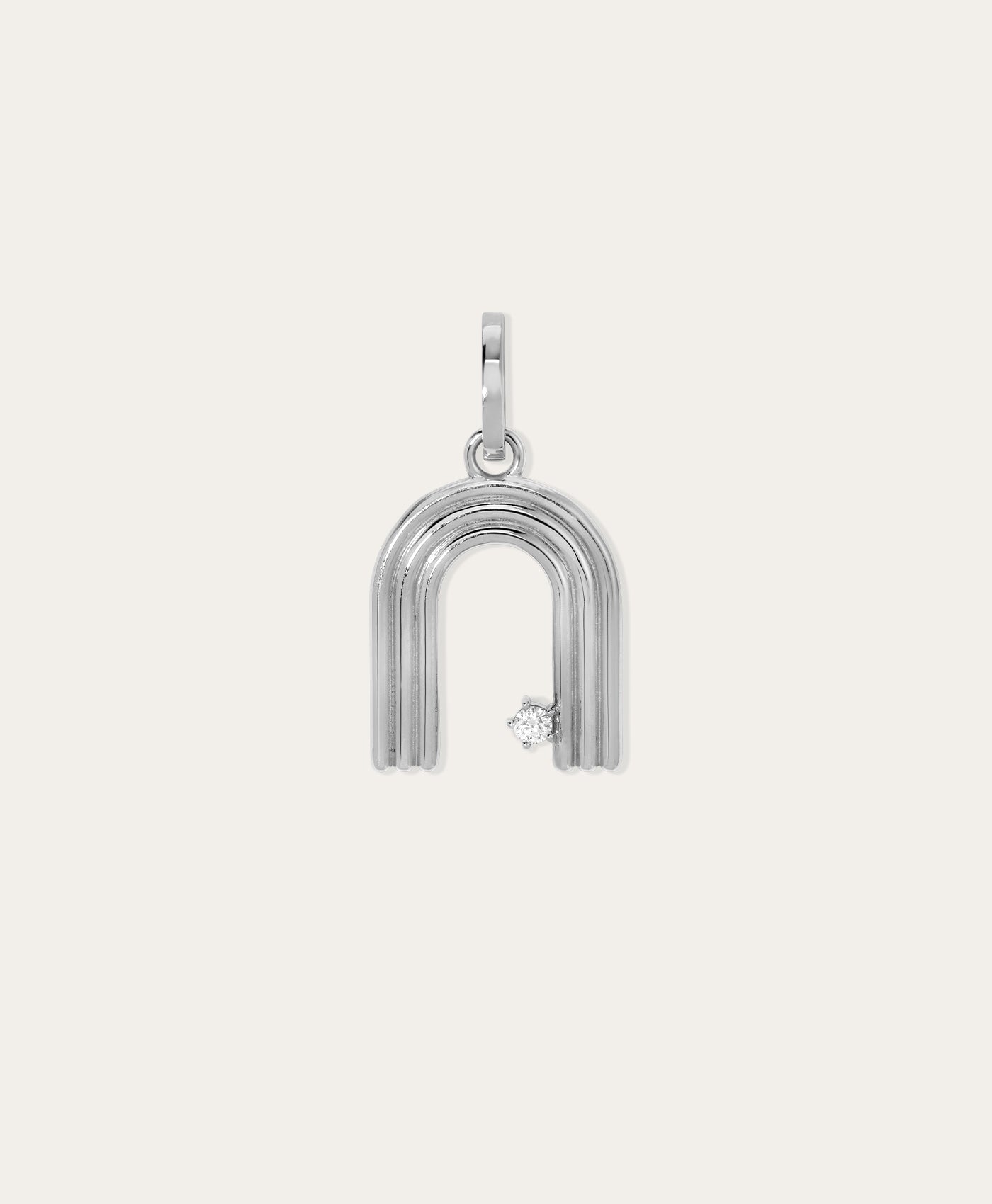 Groovy Diamond Initial Hinged Charm in Sterling Silver