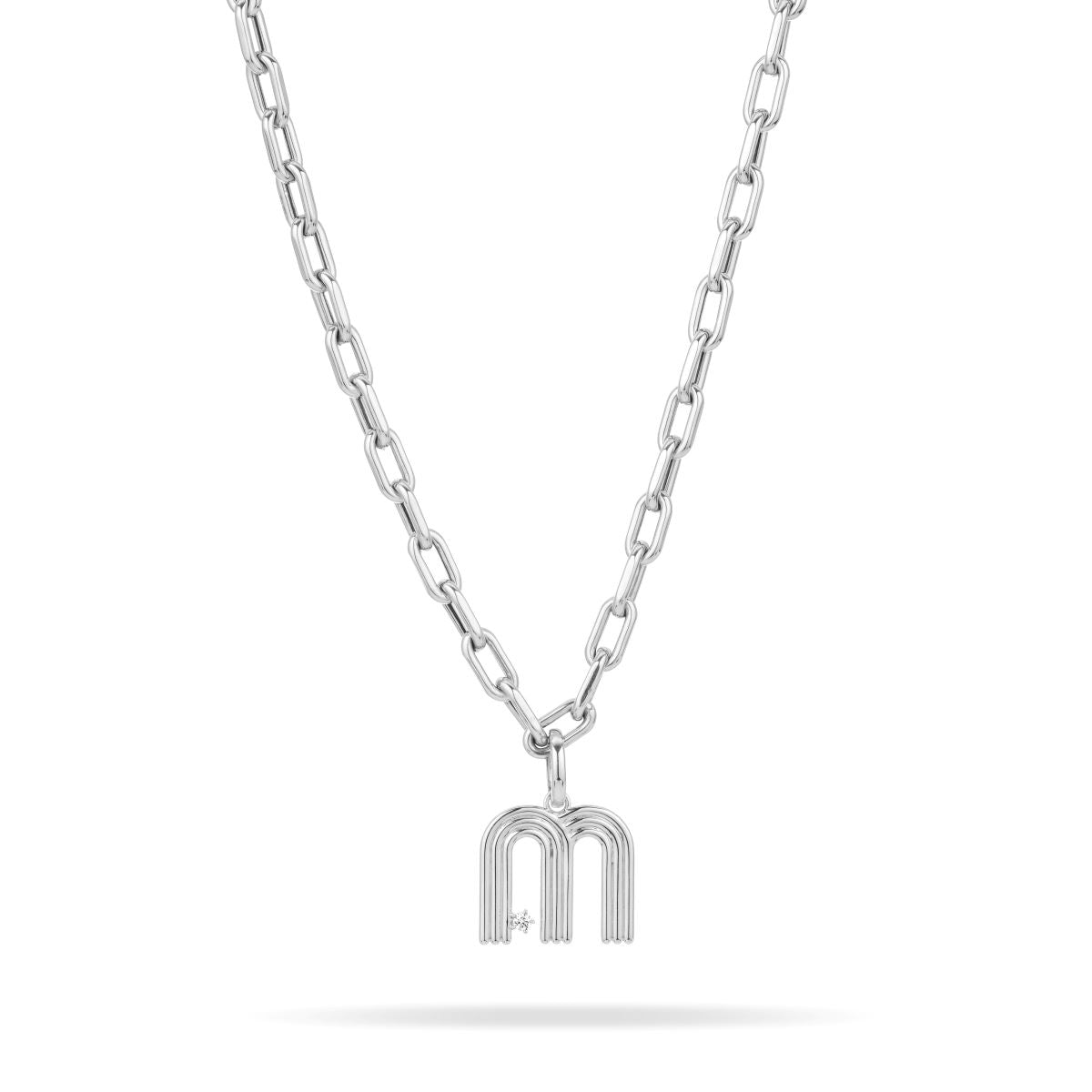 5.3mm Groovy Italian Chain Initial Necklace in Sterling Silver