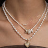 Graduated Pearl + Diamond Curve Necklace