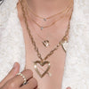 Open Pavé Heart + Arrow Necklace